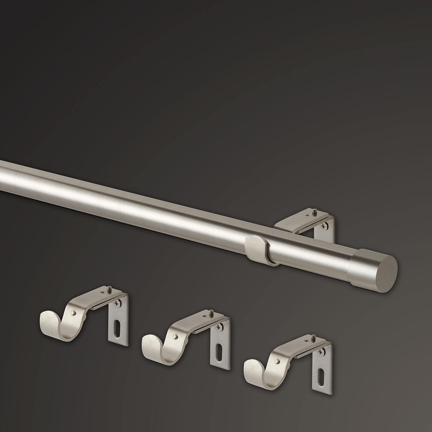 Mode Premium Collection 1 in Diameter Curtain Rod Set with Modern Endcap Finials and Steel Wall Mounted Adjustable Rod