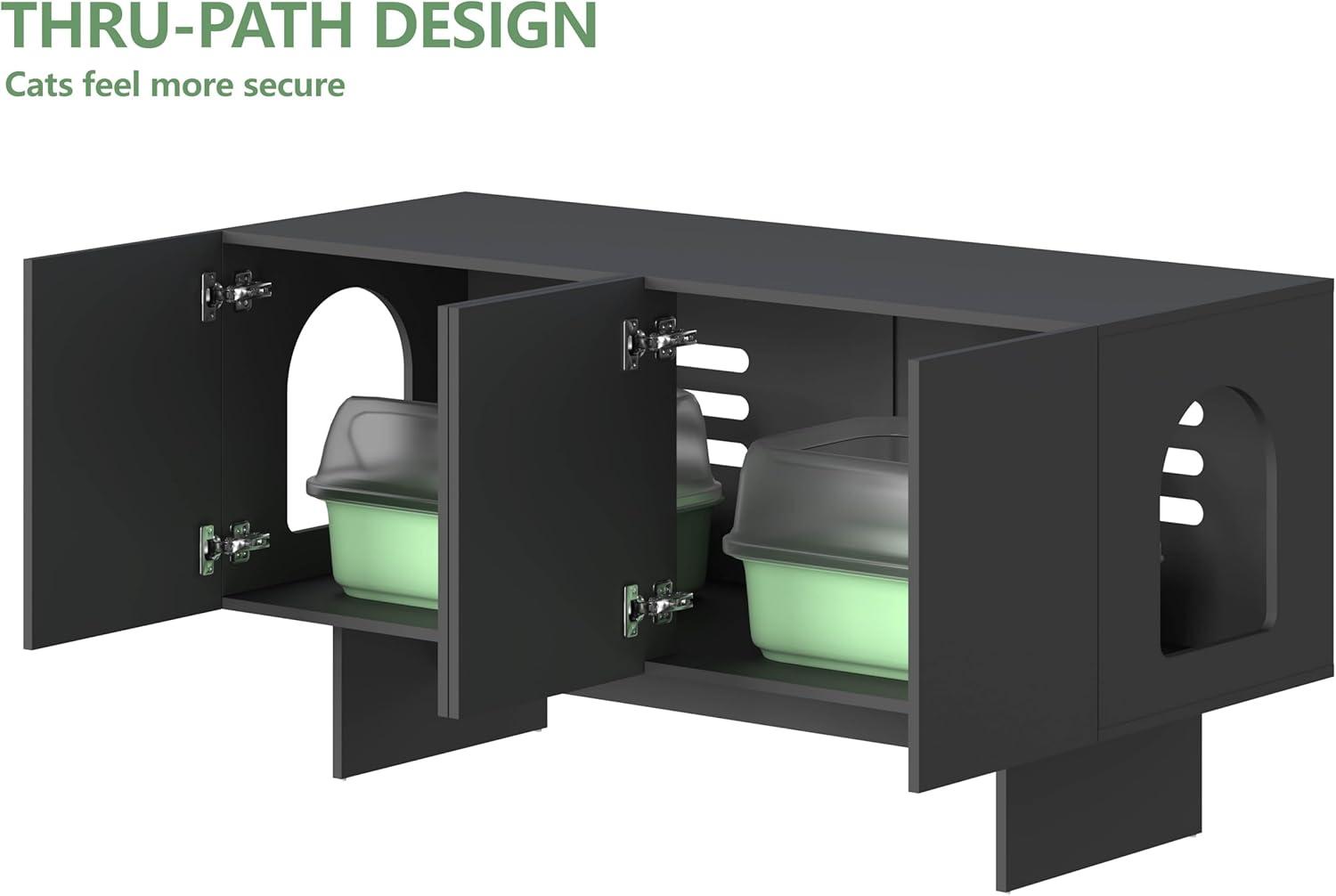 Tucker Murphy Pet™ Litter Box Enclosure for 2 Cats, Cat Litter Box Enclosure Furniture with Double Room