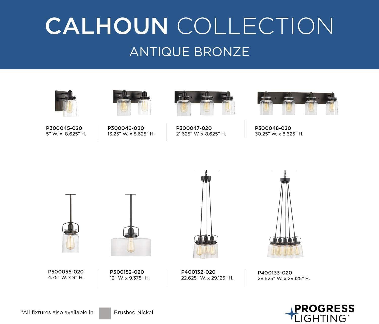 Progress Lighting Calhoun 1-Light Pendant, Antique Bronze, Parchment-Finish Glass Shade