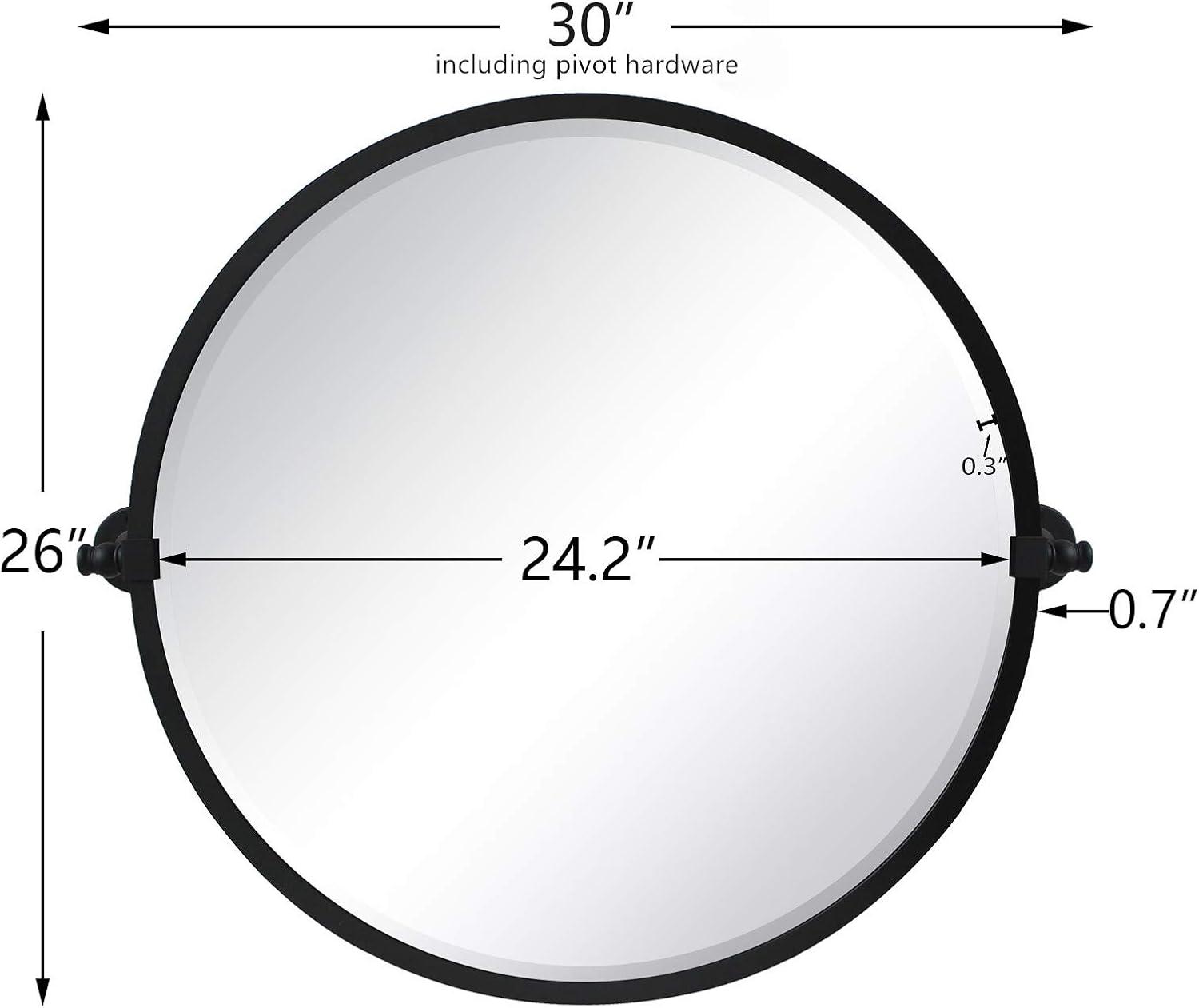 26'' Round Black Metal Framed Bathroom Vanity Mirror