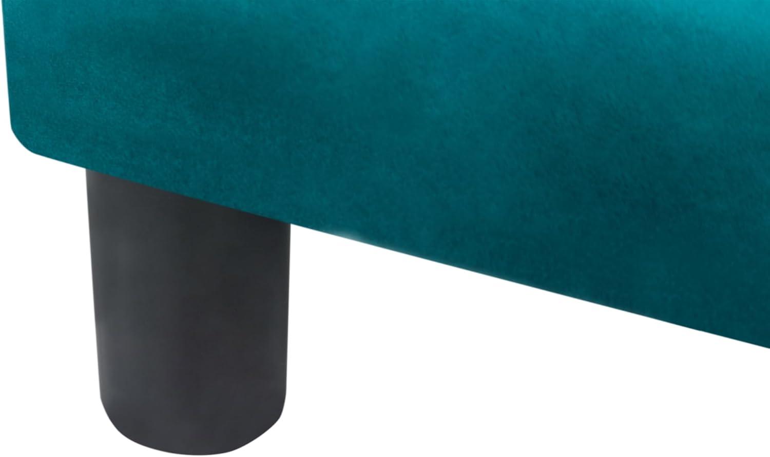 Adeco 14.5" Velvet Small Footstool Ottoman for Footrest, Modern Rectangle Step Stool Extra Seating with Non-Skid Plastic Legs for Living Room, Couch, Entryway, Green and Blue