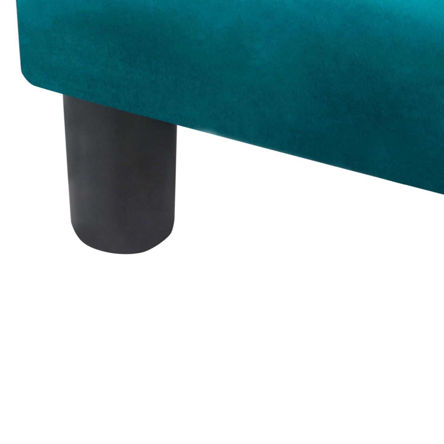 Adeco 14.5" Velvet Small Footstool Ottoman for Footrest, Modern Rectangle Step Stool Extra Seating with Non-Skid Plastic Legs for Living Room, Couch, Entryway, Green and Blue