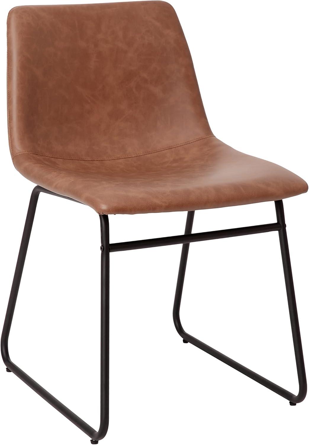 Flash Furniture Butler Faux Leather Dining Chair, Set of 2, Light Brown/Black