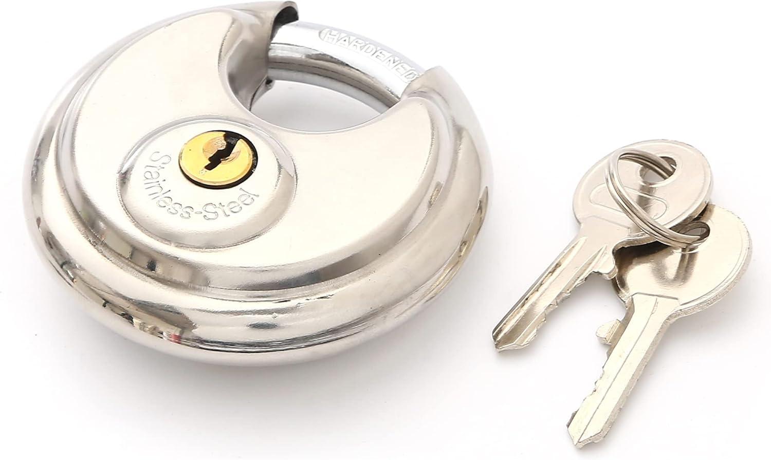 24 Pack Stainless Steel Disc Padlock Set for Storage and Trailers