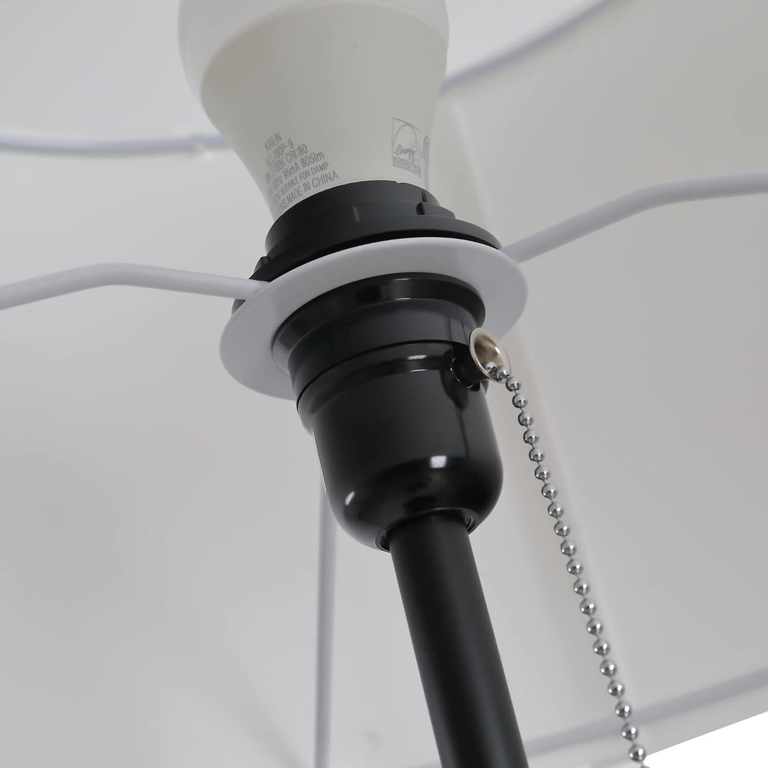 HOMCOM 59.75" Tripod Floor Lamp with Pull Chain Standing, Fabric Lampshade E26 Lamp Holder Steel for Living Room, Bedroom, Office, Black