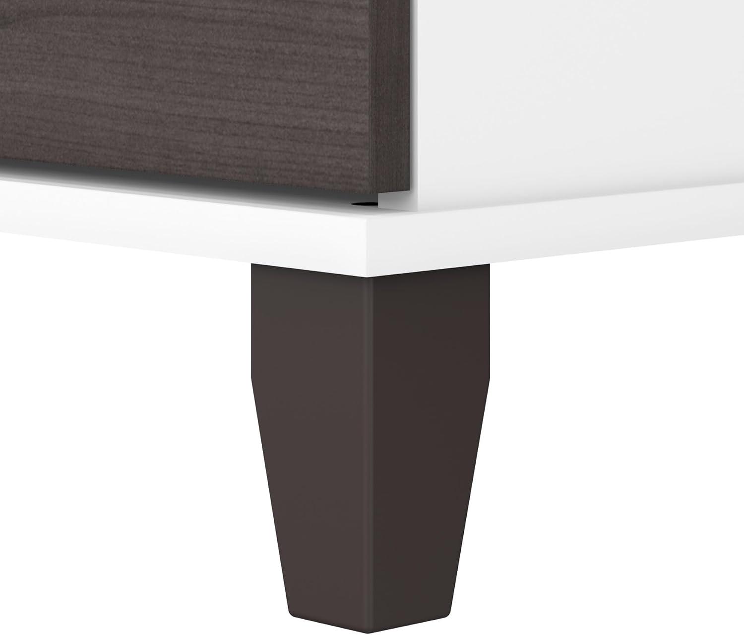 Bush Furniture Somerset 72" Sit to Stand L Desk & Hutch, Storm Gray & White