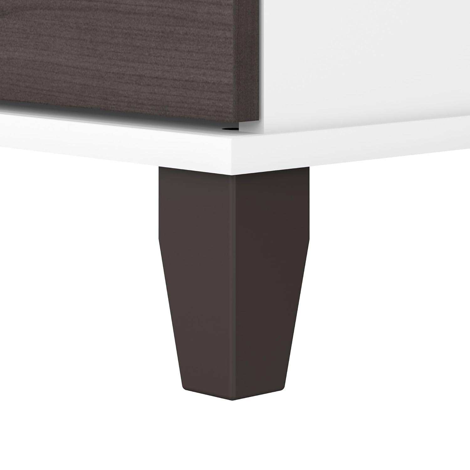 Bush Furniture Somerset 72" Sit to Stand L Desk & Hutch, Storm Gray & White