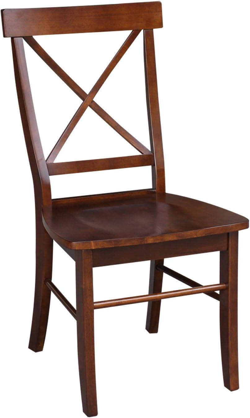 Espresso High Cross Back Solid Wood Side Chairs, Set of 2