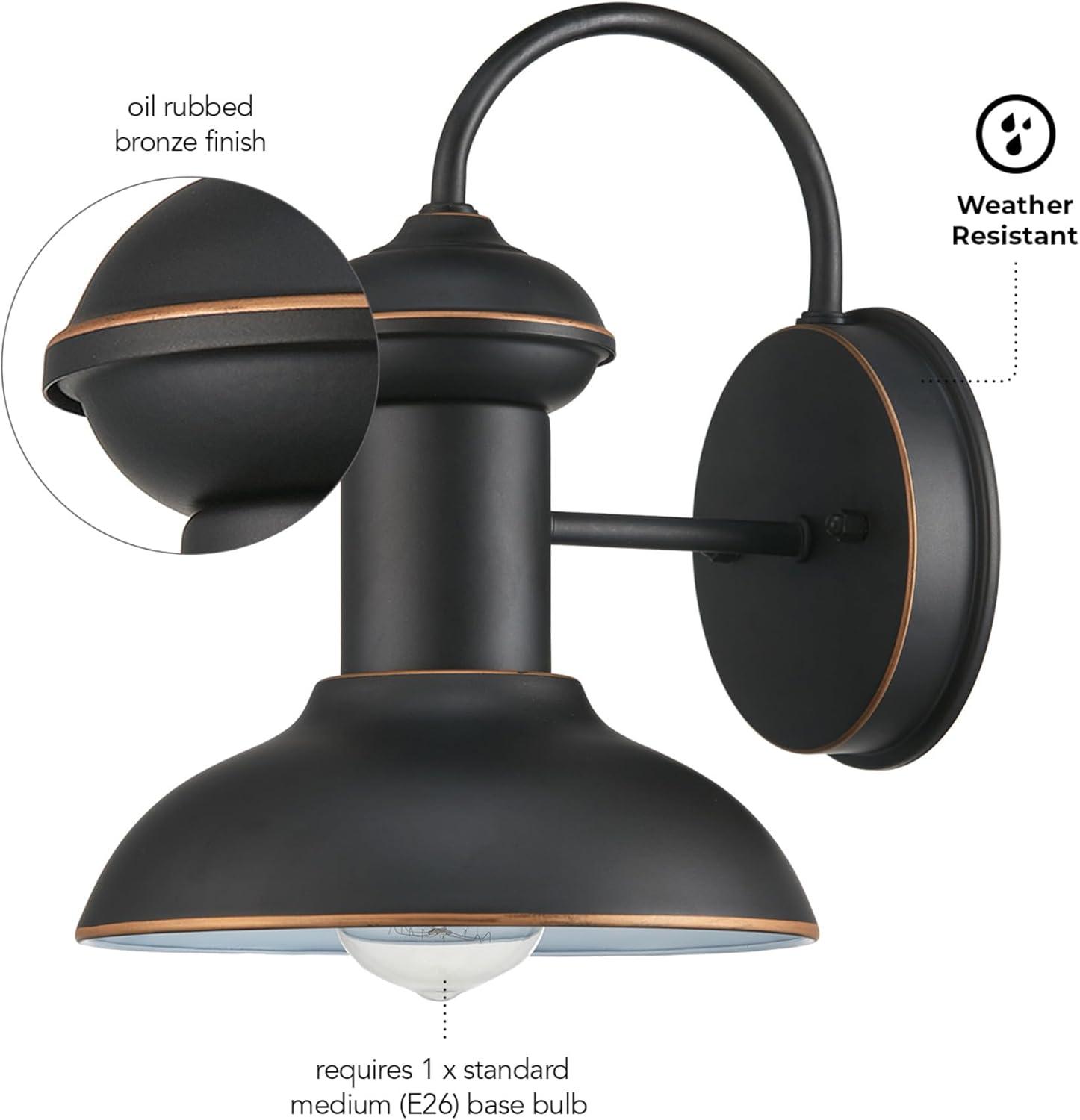 Globe Electric Martes 1-Light Oil Rubbed Bronze Indoor/Outdoor Wall Sconce Light, 40190