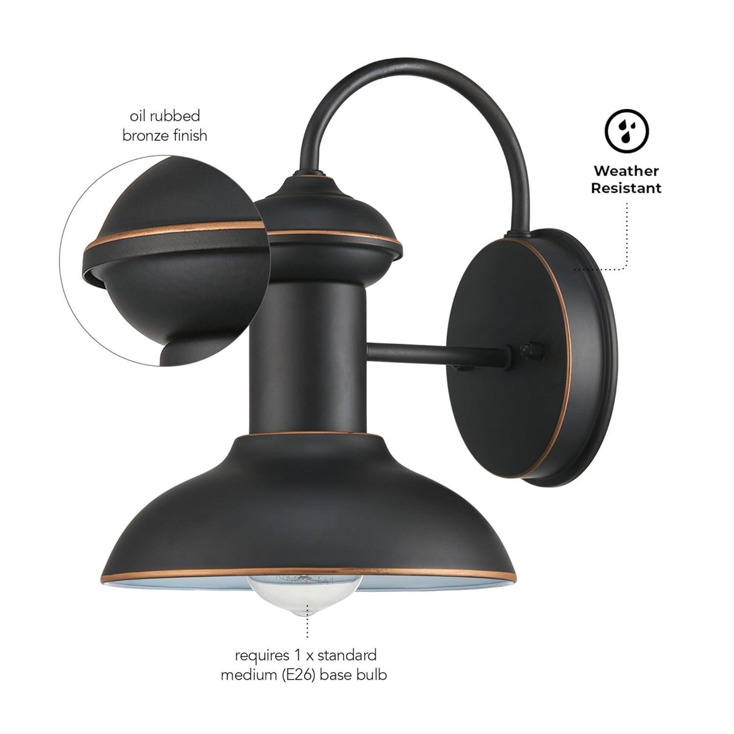 Globe Electric Martes 1-Light Oil Rubbed Bronze Indoor/Outdoor Wall Sconce Light, 40190