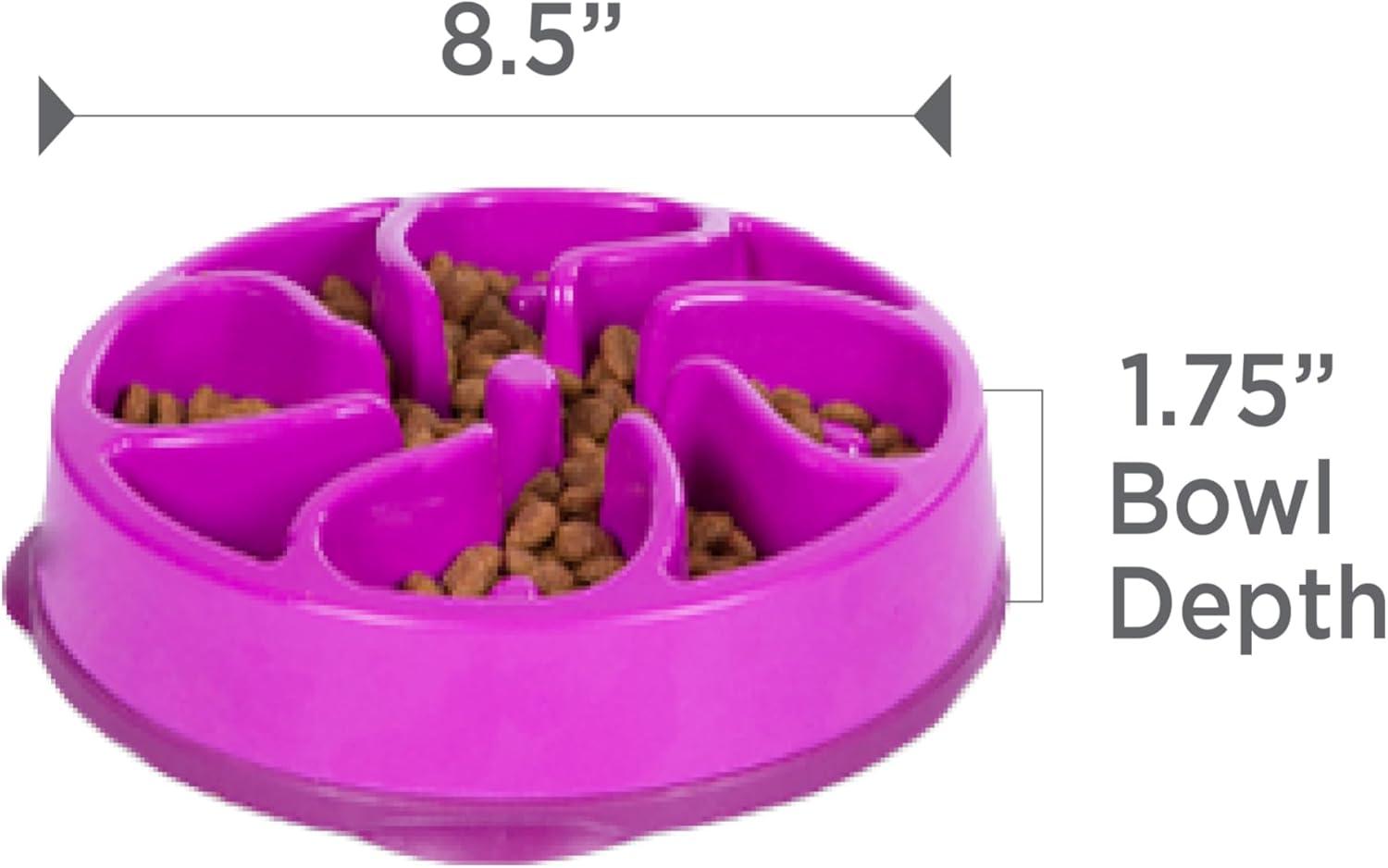 Outward Hound Fun Feeder Slo Bowl, Medium Slow Feeder Dog Bowl, 2 Cups, Purple