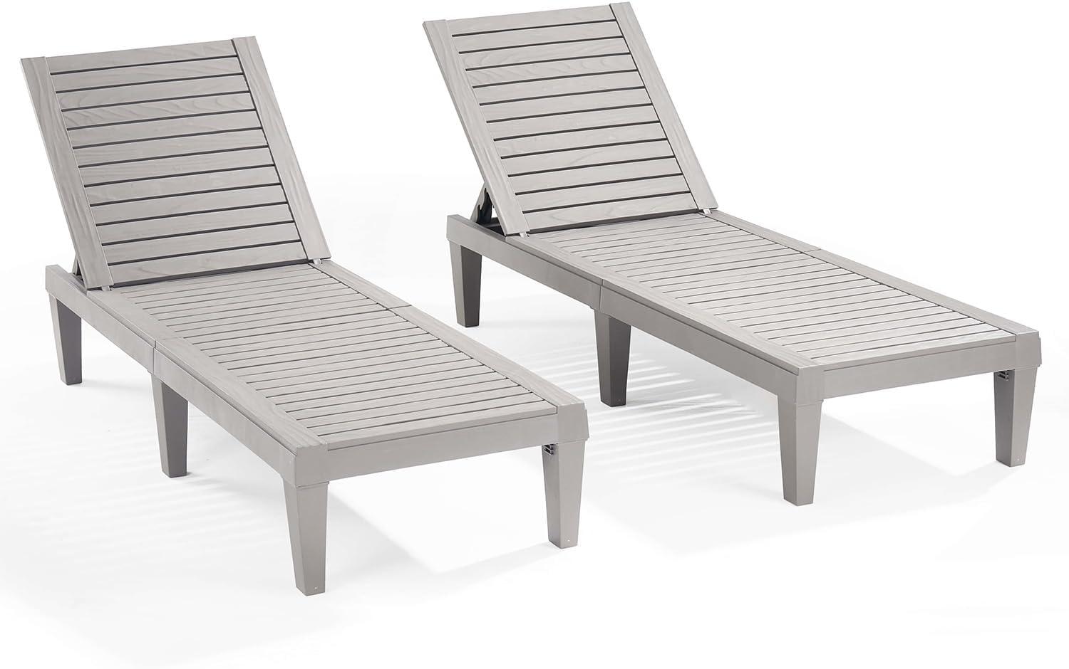 Nestl Waterproof, Lightweight, and Adjustable Outdoor Polyresin Chaise Lounge Set for Patio (Set of 2)