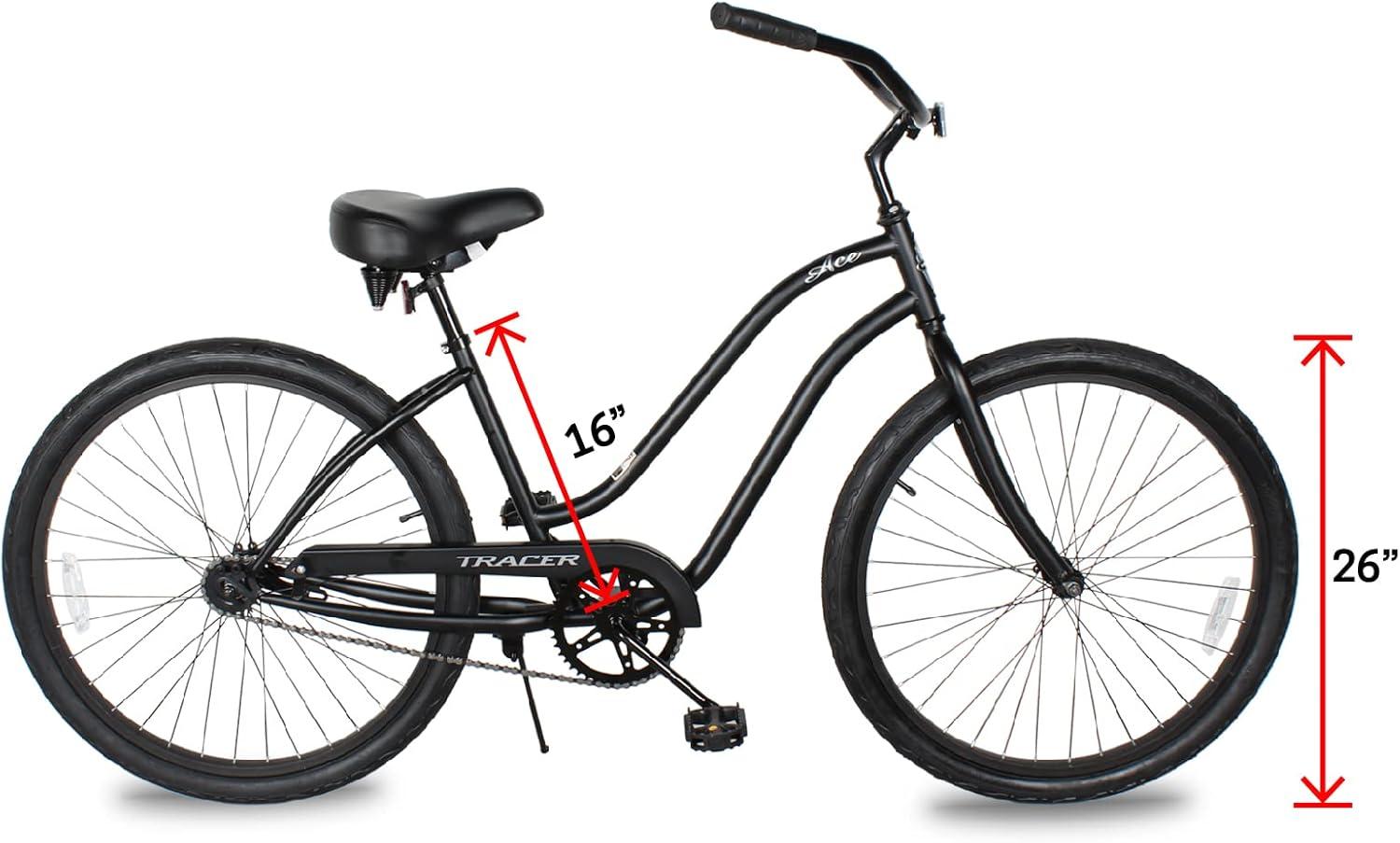 Tracer ACE Bicicleta de Playa de 26 Pulgadas para Mujer, Rosa, Velocidad Nica, Freno de Montaña, Bicicleta Urbana de Cercanías para Adultos