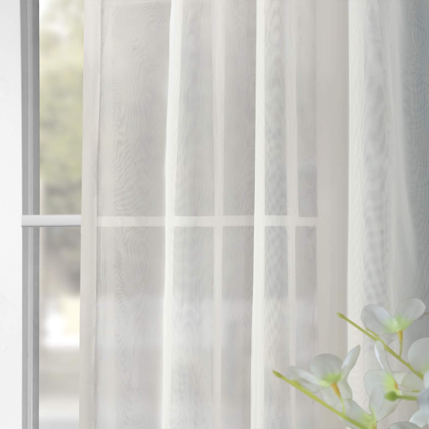 Off White Double Layered Sheer Polyester Rod Pocket Curtain