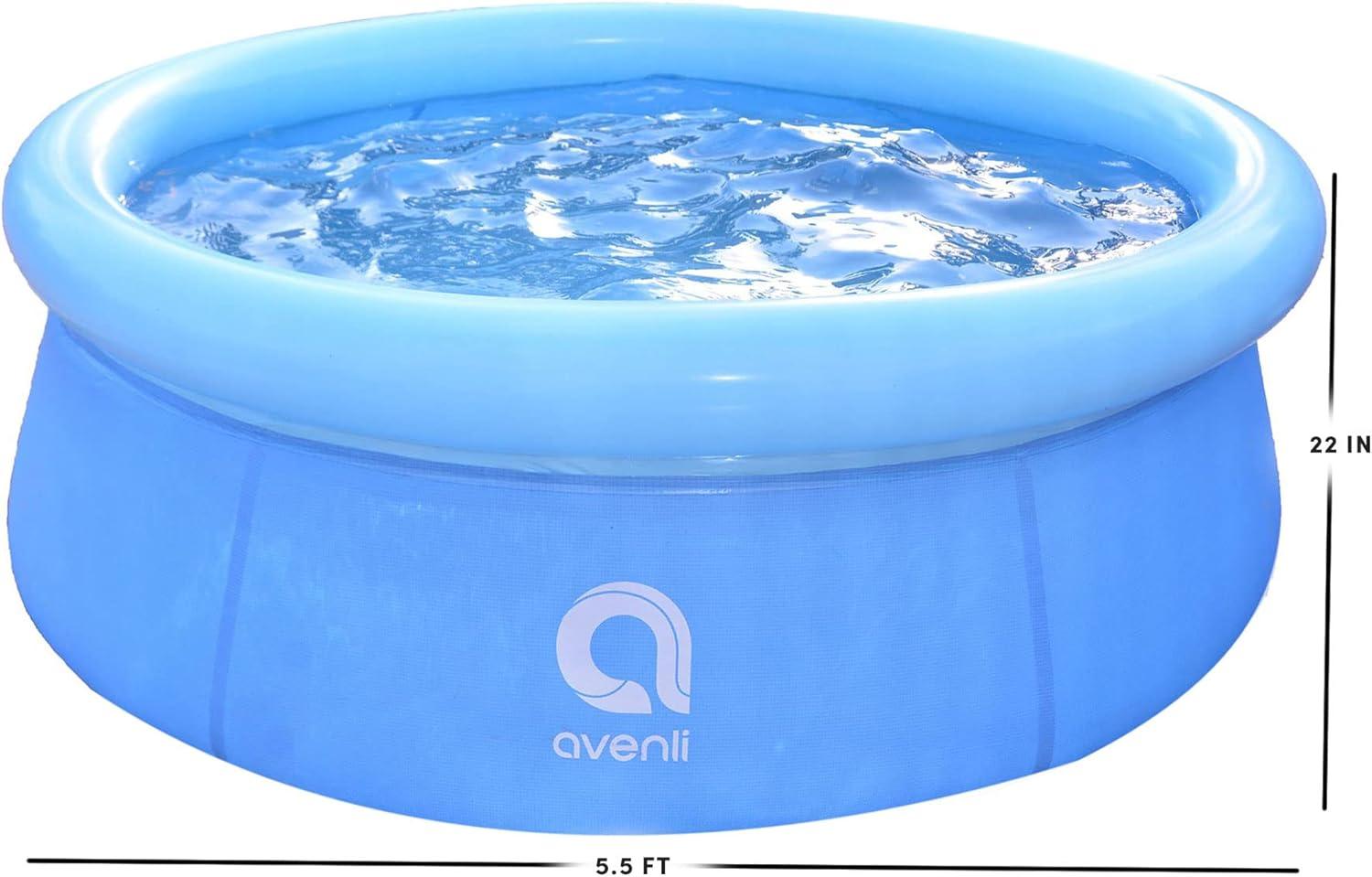 JLeisure Avenli 12014 5.5 Foot x 20 Inch 1 to 2 Person Capacity Prompt Set Kids Above Ground Inflatable Outdoor Backyard Kiddie Swimming Pool, Blue