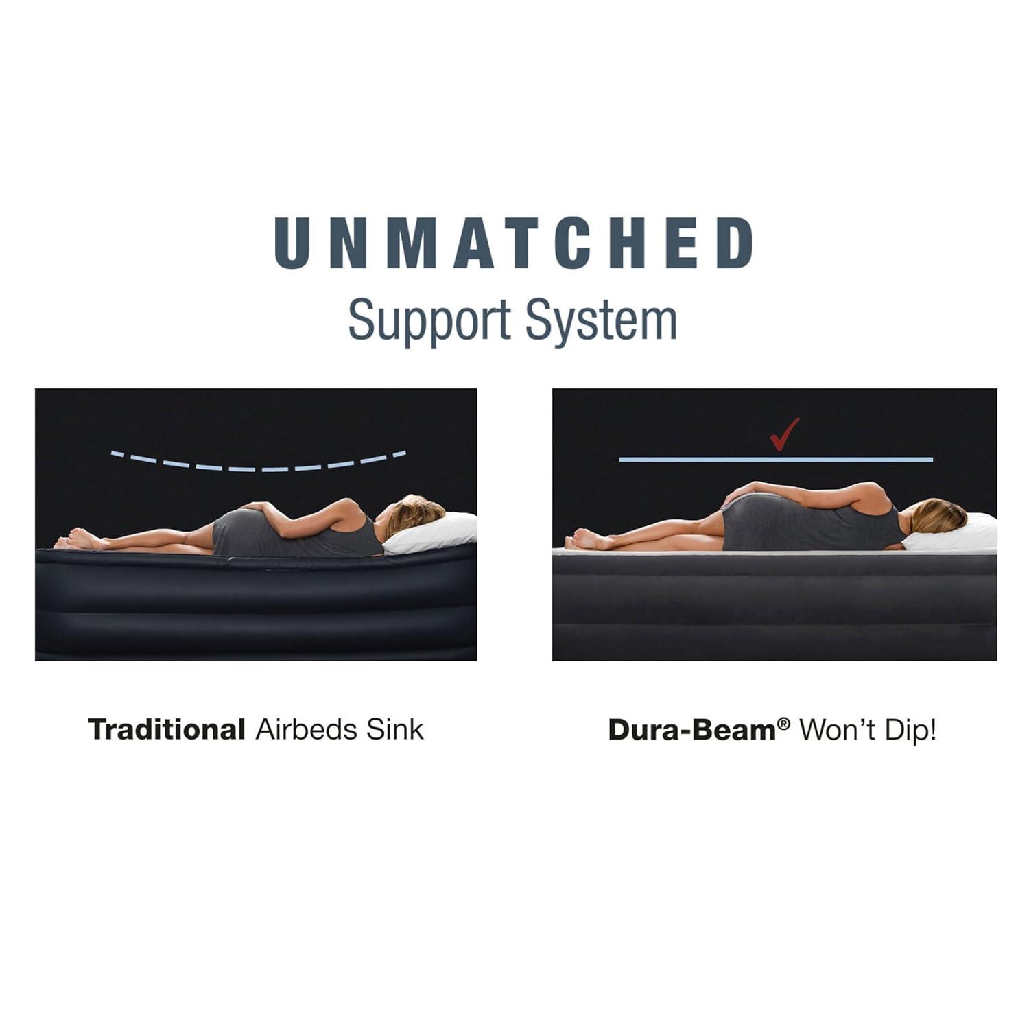 Intex Dura-Beam 18-Inch Deluxe Queen Sized Air Mattress Comforting Bed with Built-In Electric Pump and Ultra Plush Supportive Headboard (2 Pack)