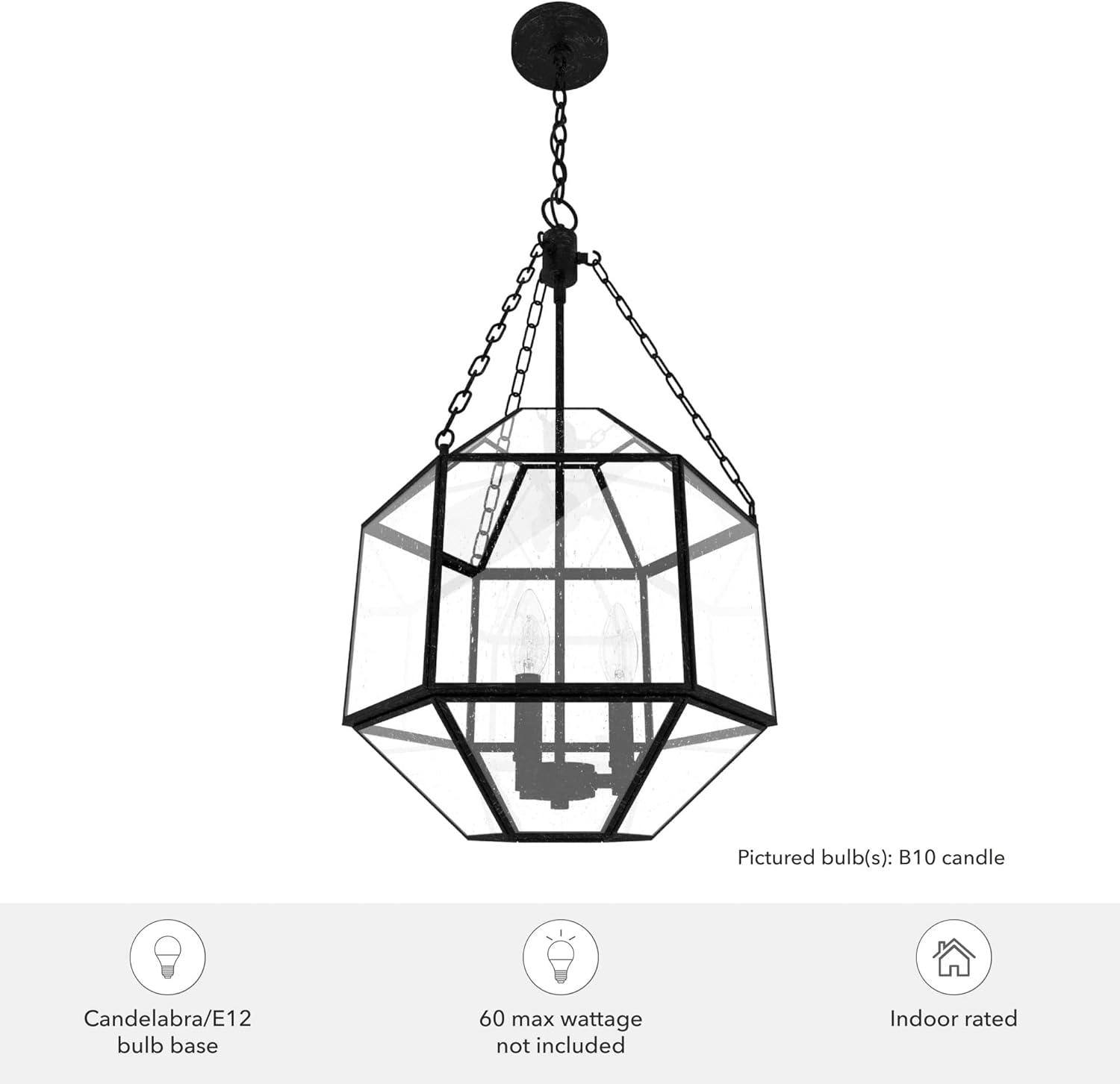 Indria Rustic Iron Faceted Geometric 3-Light Pendant