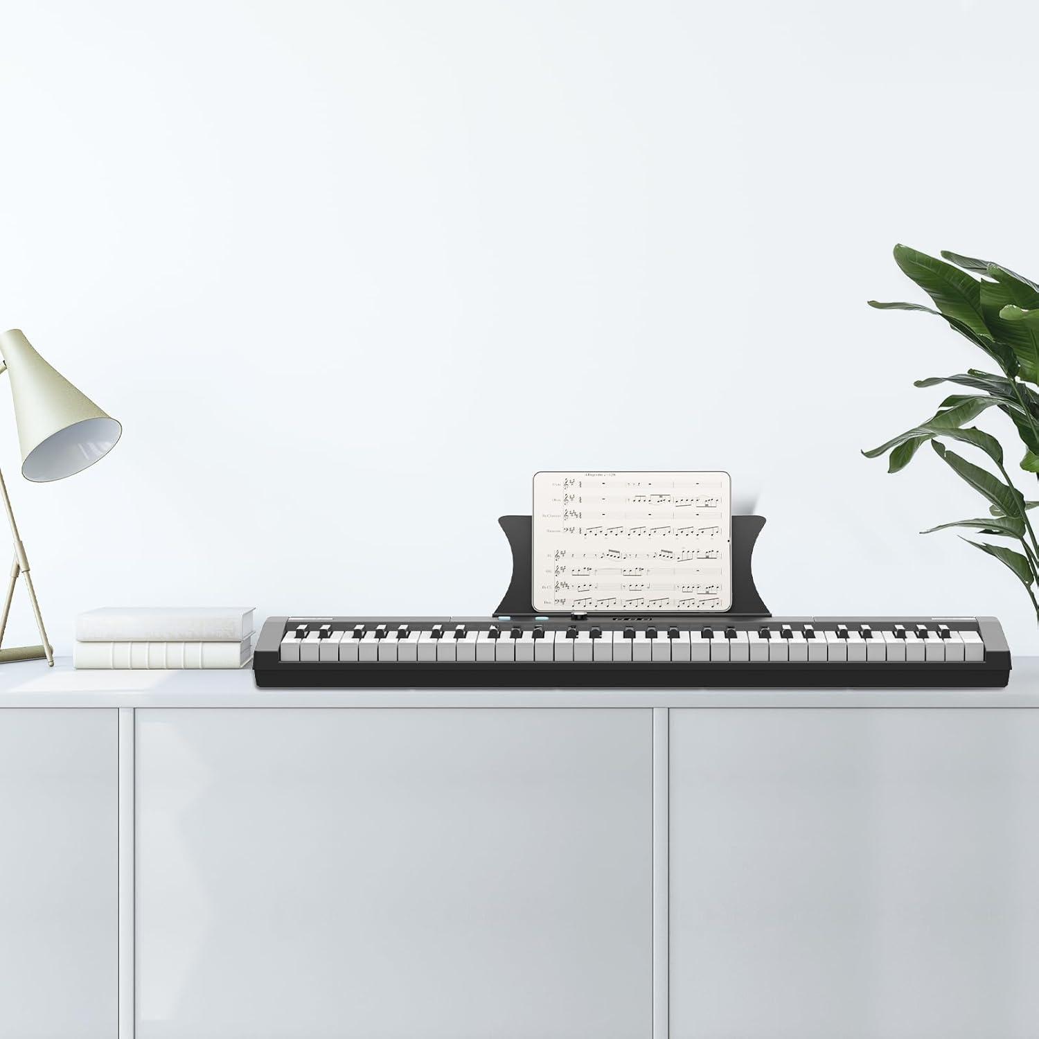 EastVita 61 Key Keyboard Piano, Protable Electric Semi-Weighted Piano Keyboard with Power Supply, Built In Speakers, Pedal (without stand)