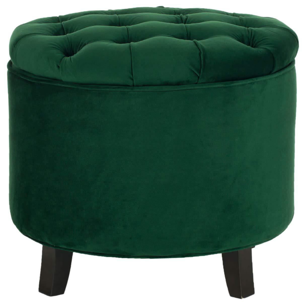 Amelia Tufted Storage Ottoman - Navy - Safavieh
