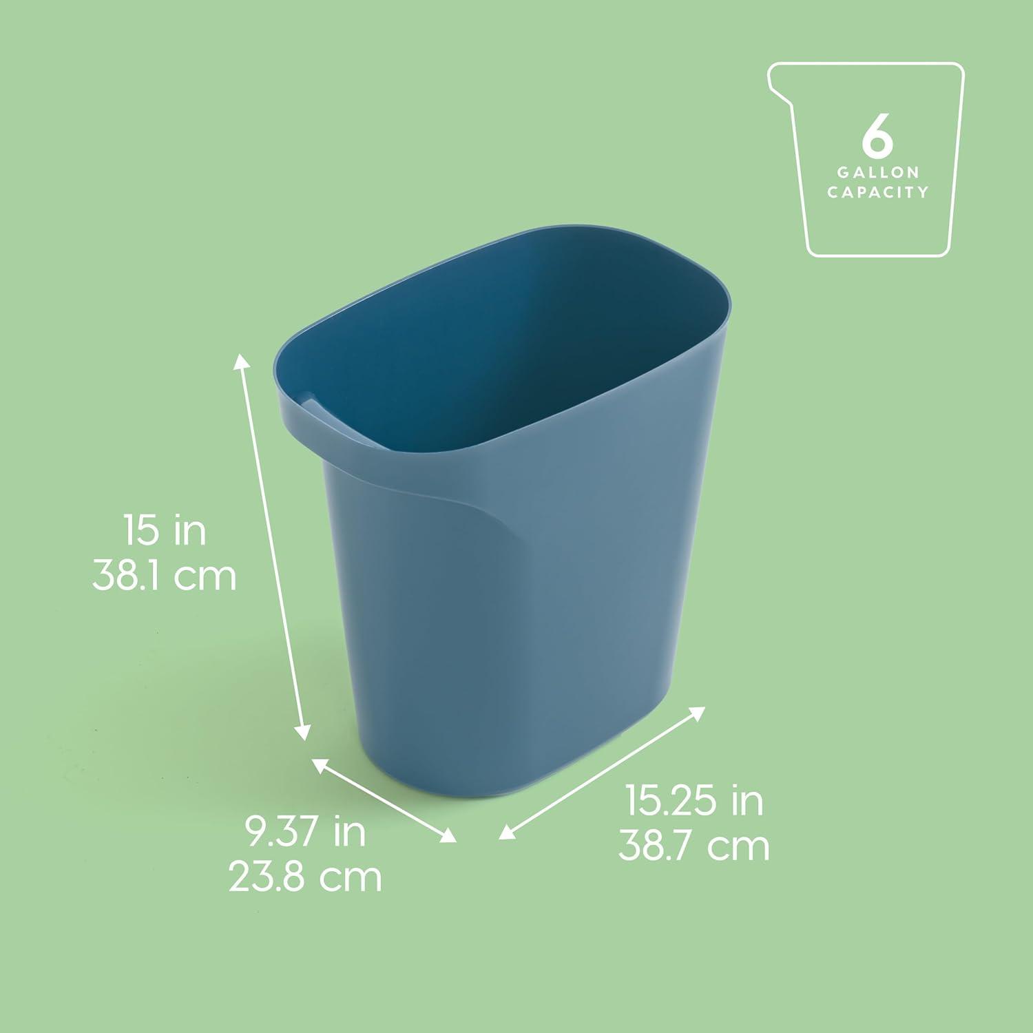 IRIS USA 6 Gallon / 24 Quart Plastic Wastebasket Garbage Trash Cans, 3-Pack, with Handles for Home Office Kitchen Bedroom Bathroom, Navy