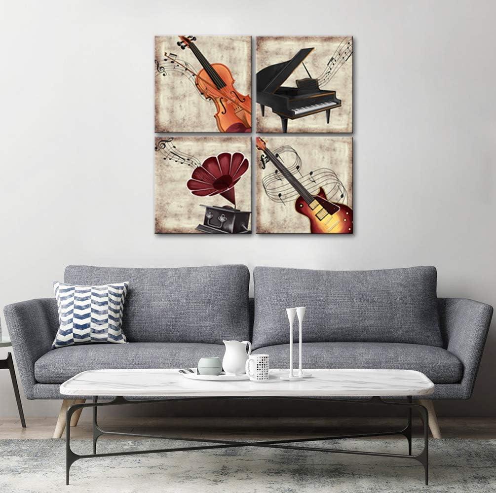 Vintage Musical Instrument Canvas Wall Art Set for Kids