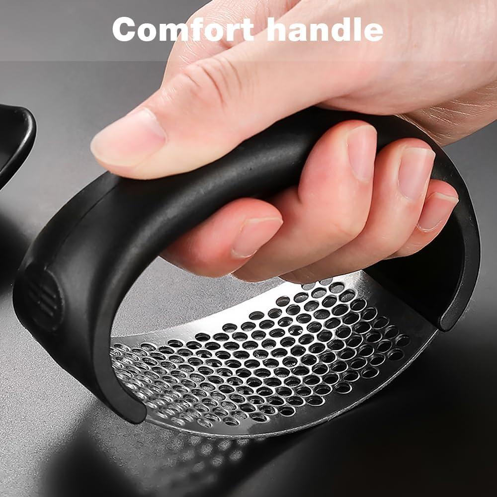 Garlic Chopper,Garlic Crusher,Garlic Press Rocker - 2024 New Stainless Steel Garlic Mincer Garlic Crusher with Peeler,Chopper with Peeler and Scraper for Smash Garlic