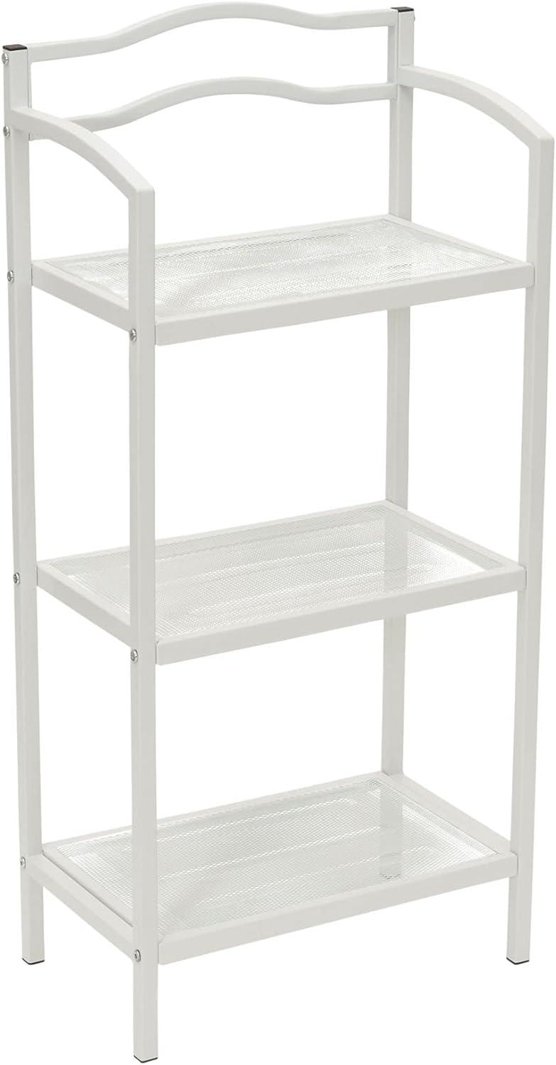 Elegant White 3-Tier Mesh Steel Freestanding Storage Shelf