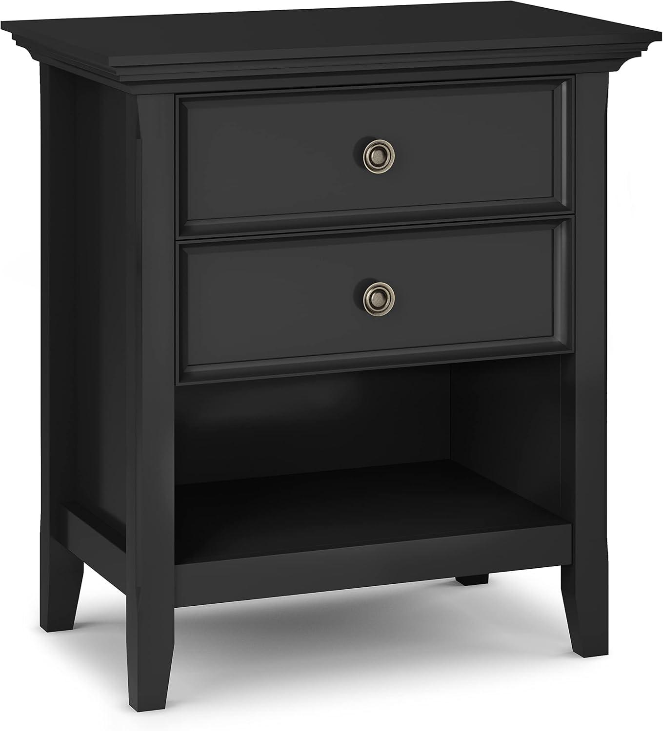 Simpli Home Amherst 24"W 2-Drawer Solid Wood Nightstand with Open Shelf