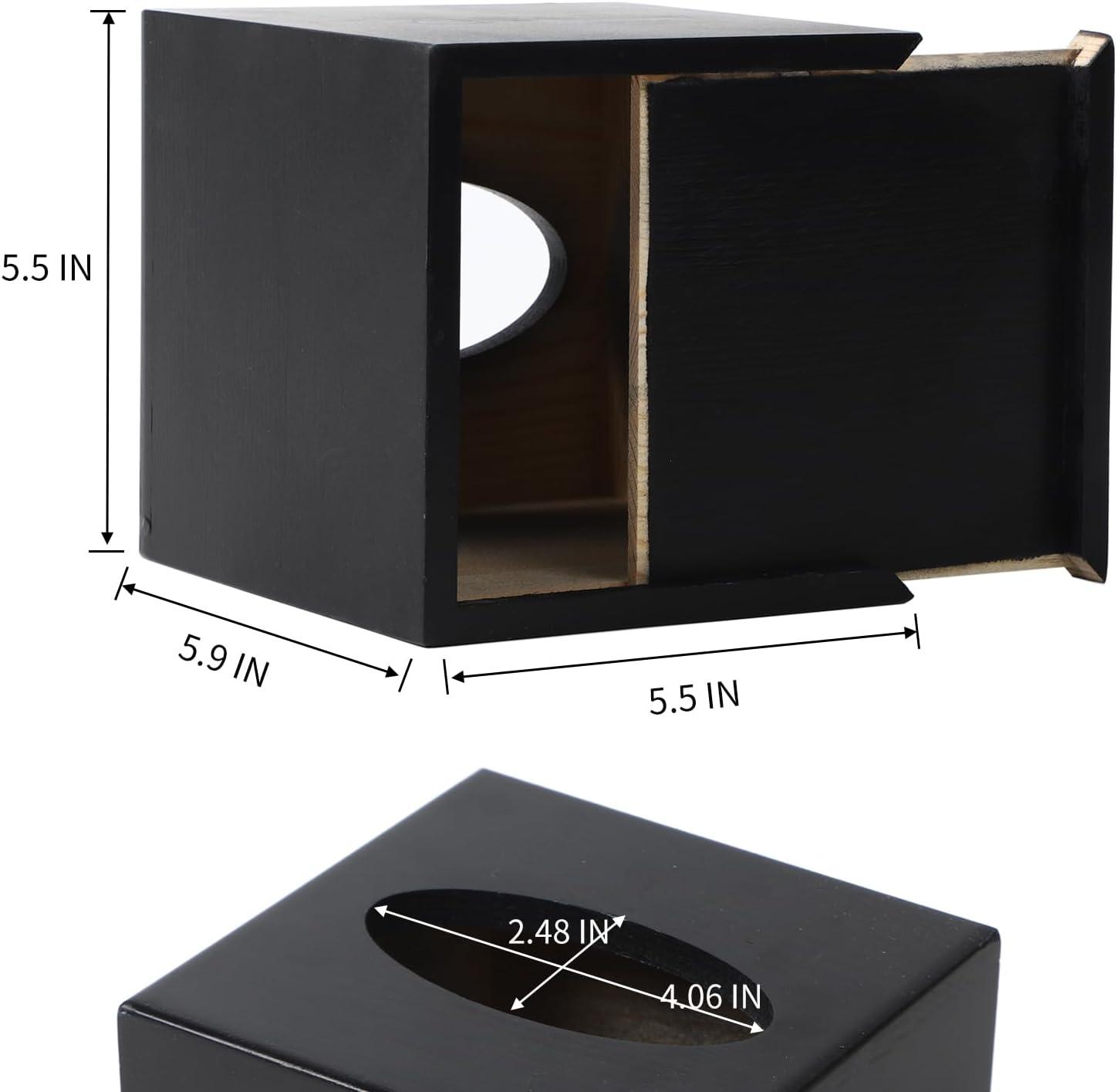 Hokku Designs Square Camphorwood Tissue Box Cover, Bottom Can Slide Out, Suitable For Bathroom, Bedroom, Dining Table, Office