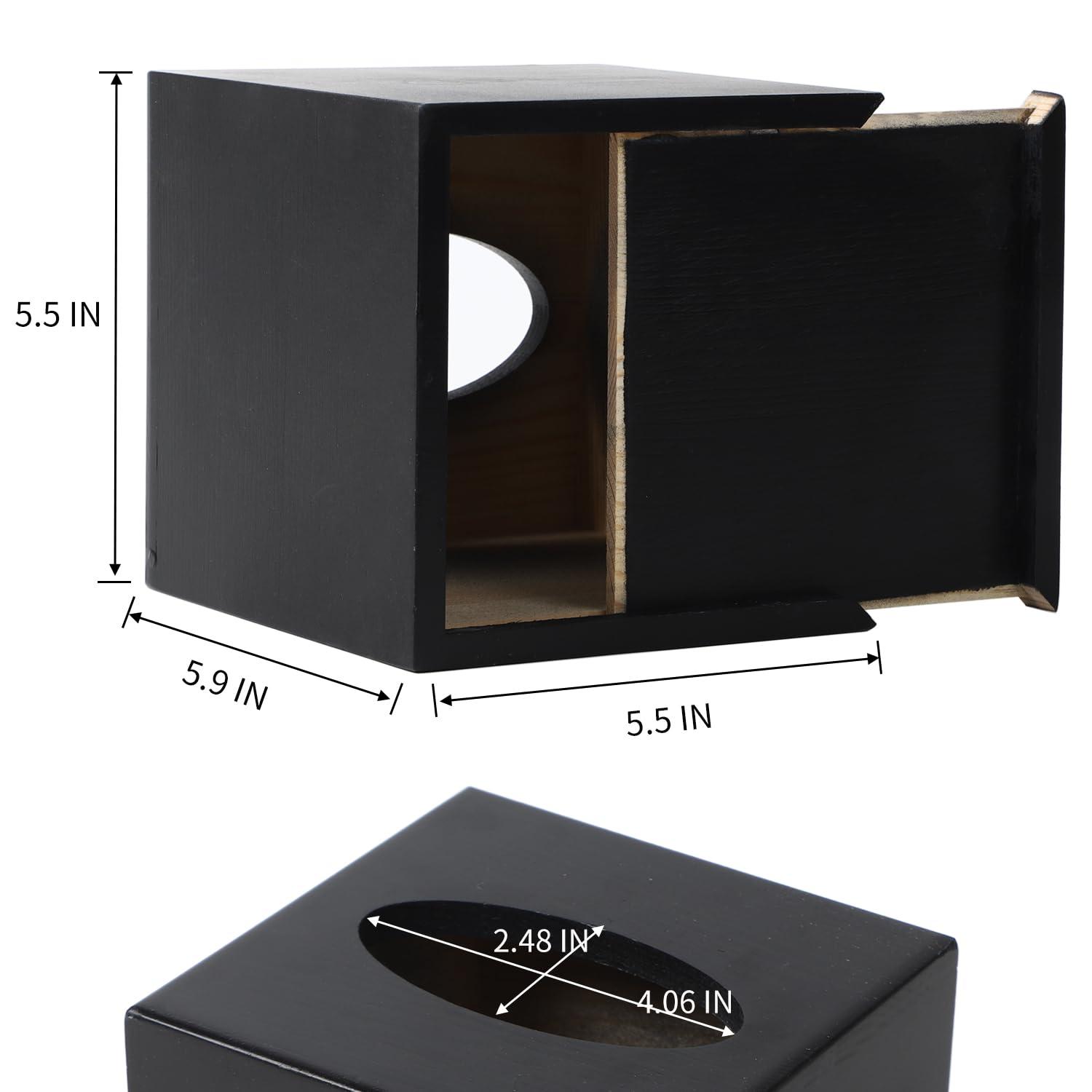 Hokku Designs Square Camphorwood Tissue Box Cover, Bottom Can Slide Out, Suitable For Bathroom, Bedroom, Dining Table, Office