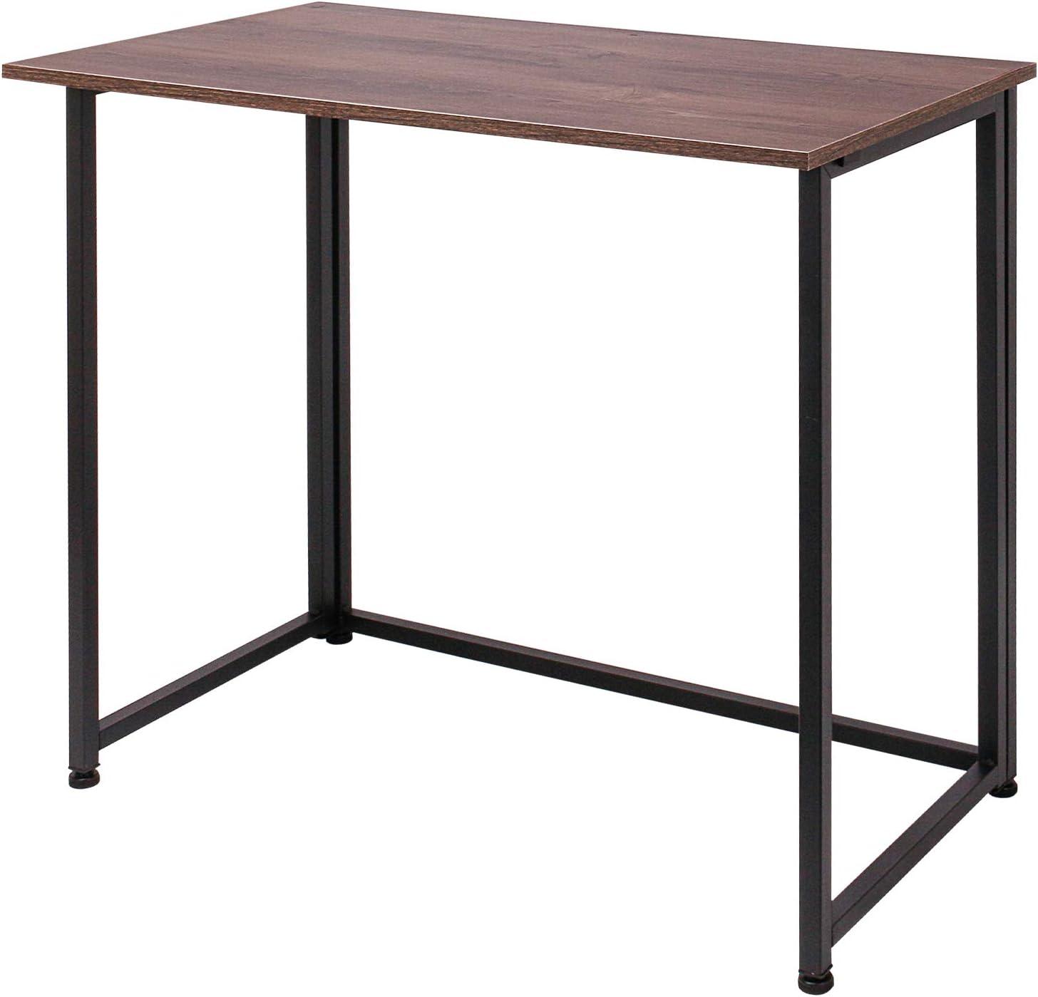 Dark Brown and Black Foldable Wood Computer Desk