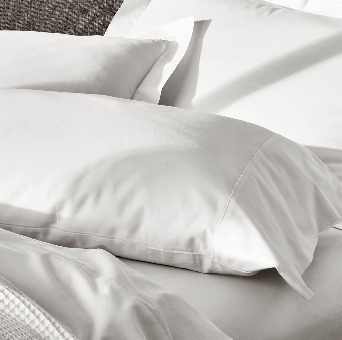 Standard White Organic Cotton Percale Pillowcase Set