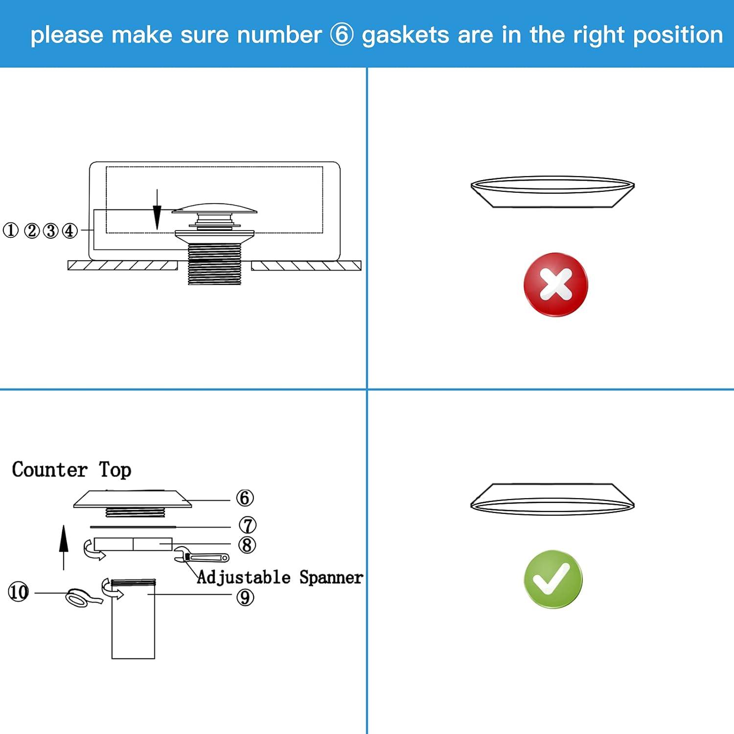 BWE Bathroom Sink Drain Bathroom Faucet Vessel Vanity Sink Drain Stopper Without Overflow Fits Bathroom Standard Sink Hole 1-1/2" to 1-3/4" Brushed Nickel