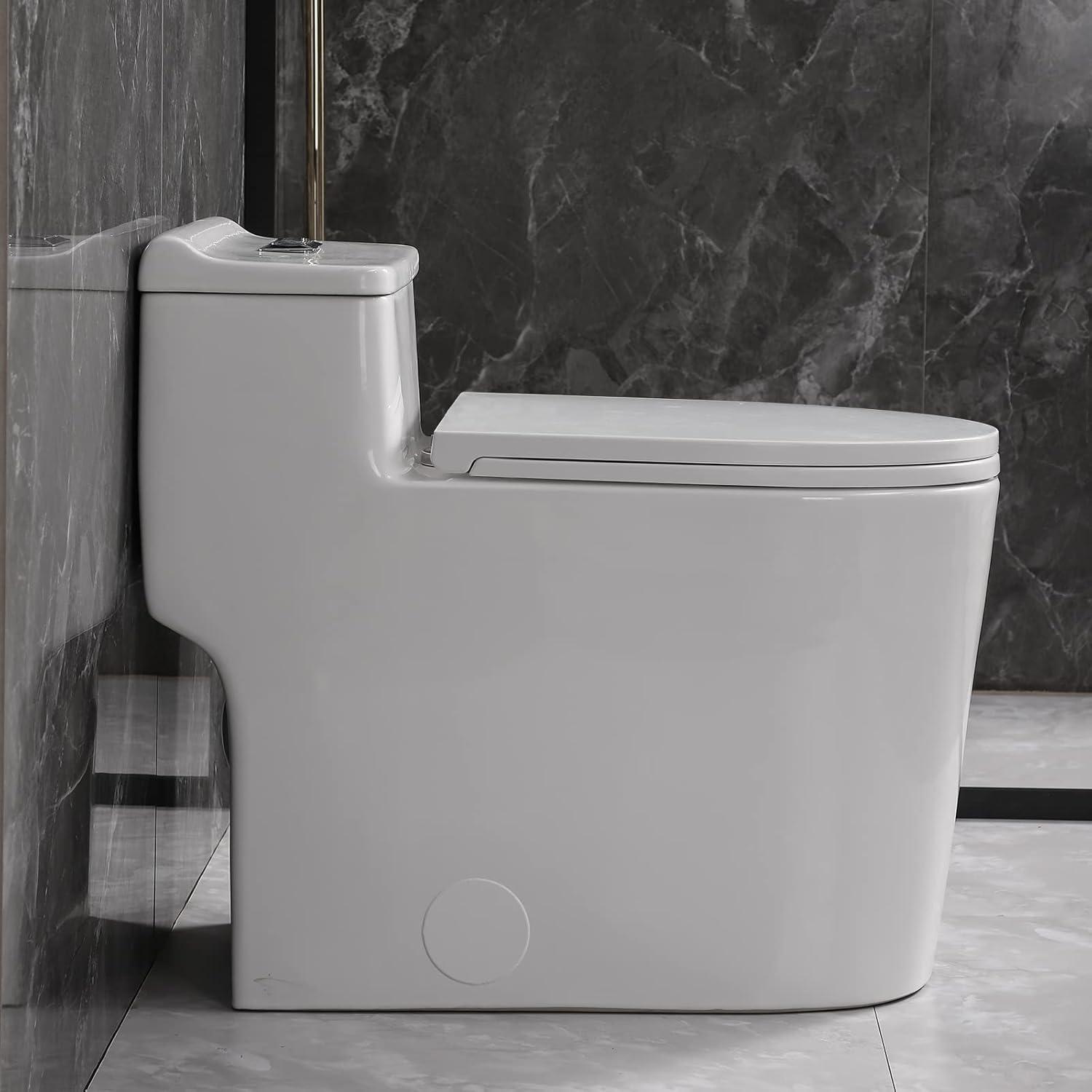 SouNor 1.6 Gallons GPF Elongated Chair Height Floor Mounted One-Piece Toilet (Seat Included)