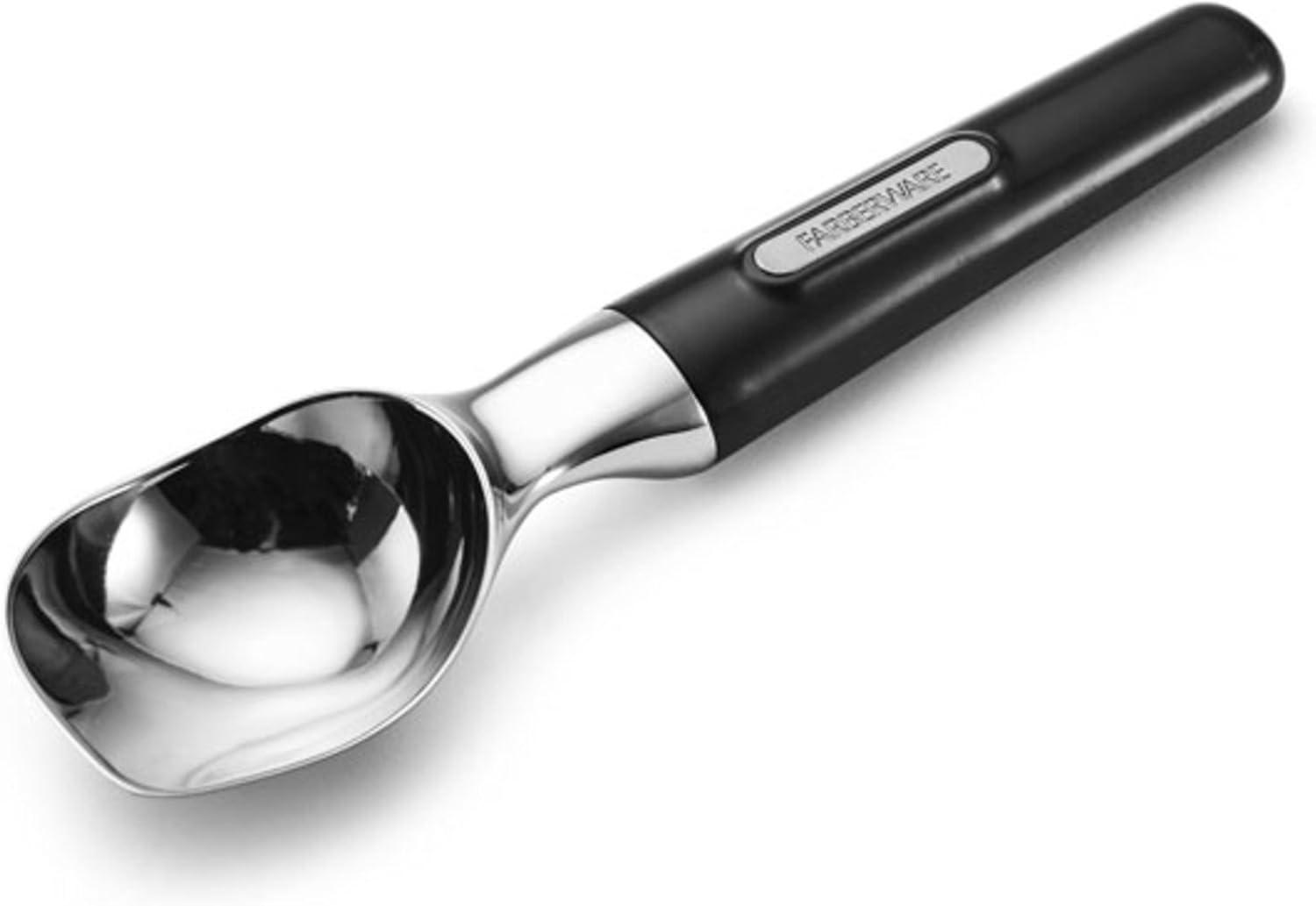 Farberware Black and Chrome Ice Cream Scoop with Plastic Handle