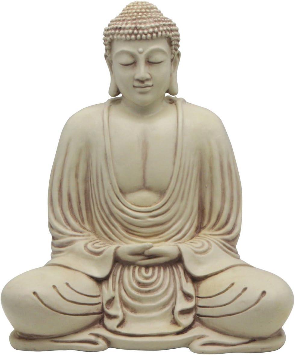 Ivory Minimalist Indoor-Outdoor Buddha Statue, 8.5 Inches