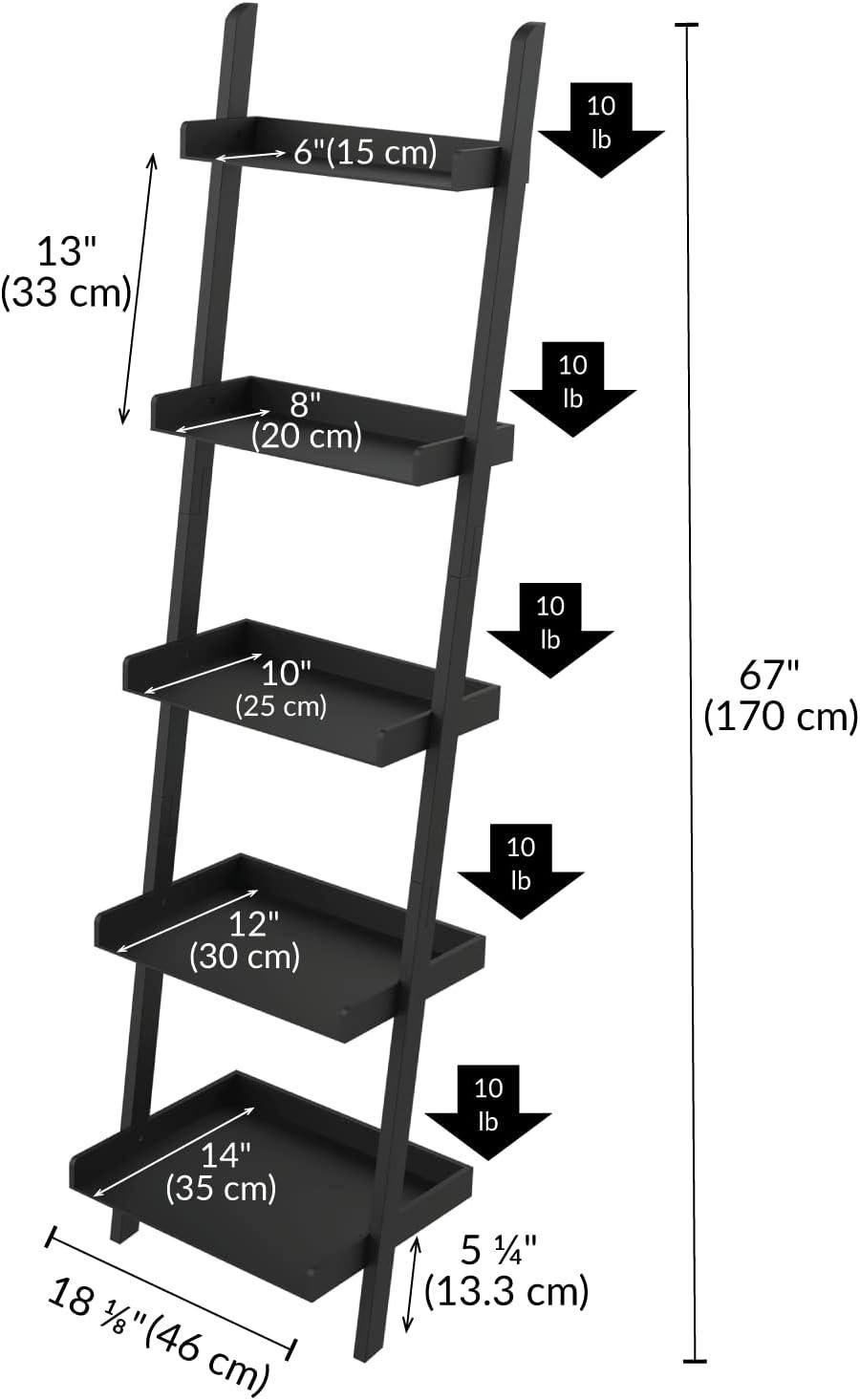 Ballucci Lado 5-Tier 67" H x 18" W Wood Leaning Ladder Bookcase