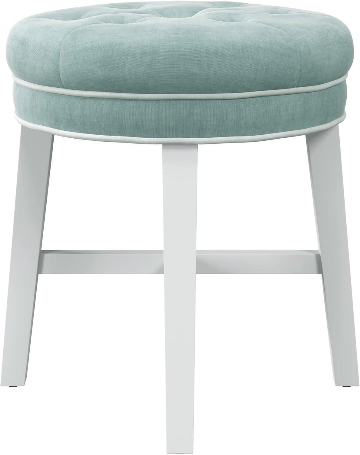 18" Sophia Tufted Backless Wood Vanity Stool Spa Blue - Hillsdale Furniture