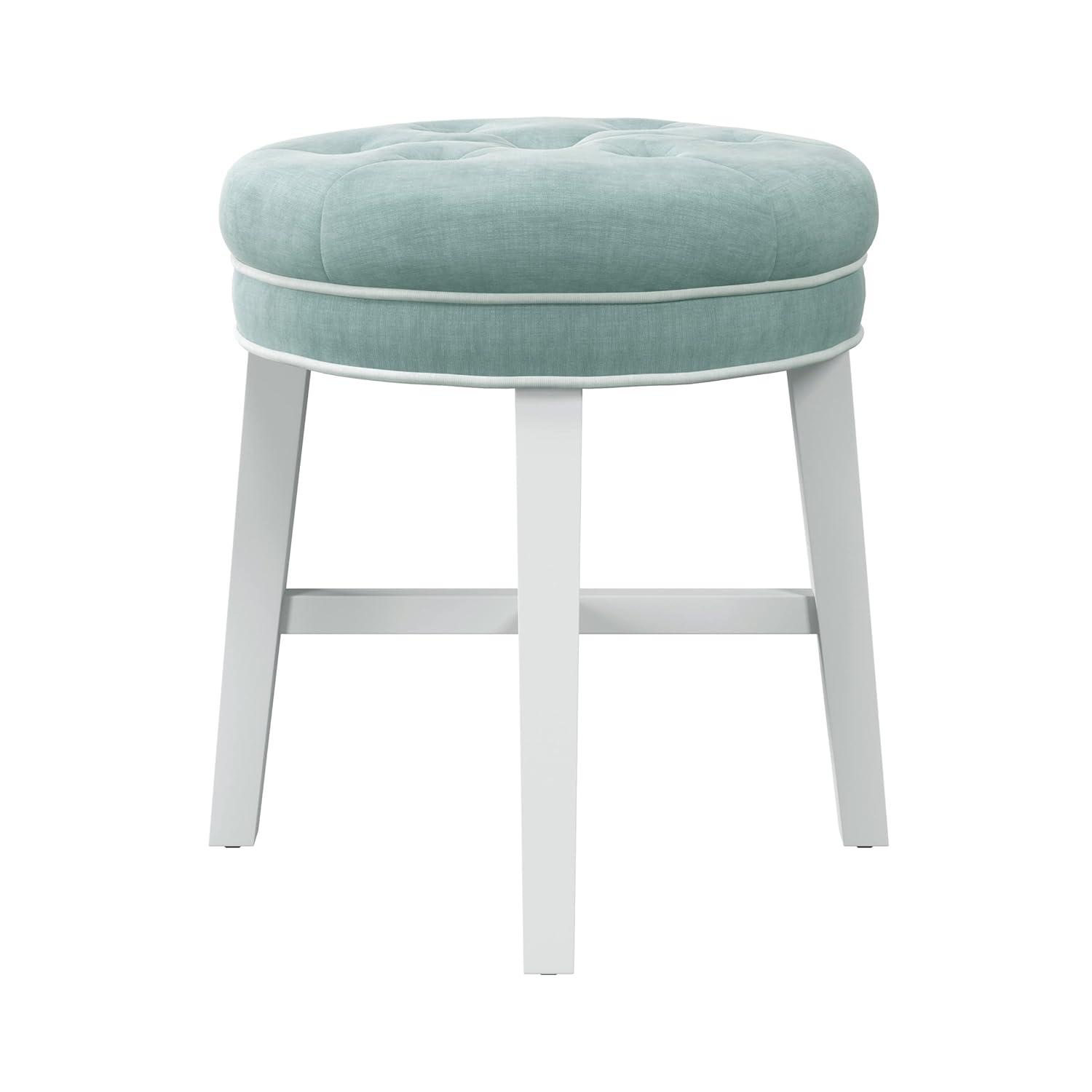 18" Sophia Tufted Backless Wood Vanity Stool Spa Blue - Hillsdale Furniture