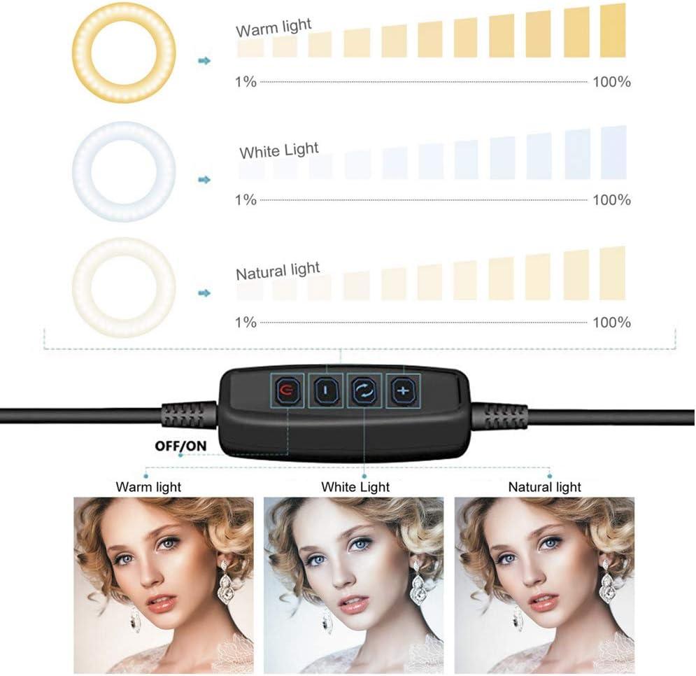 Ring Light OEBLD Dimmable with 3 Light Modes & 10 Brightness Level LED Ring Fill Lights for Phone Live Stream Makeup YouTube Shooting(B(only 10'' Ring Light))