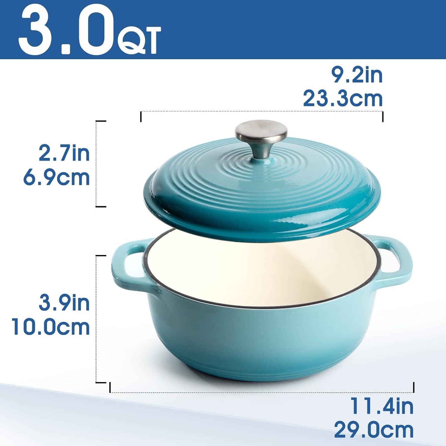 Gradient Blue 3-Quart Enameled Cast Iron Dutch Oven with Lid