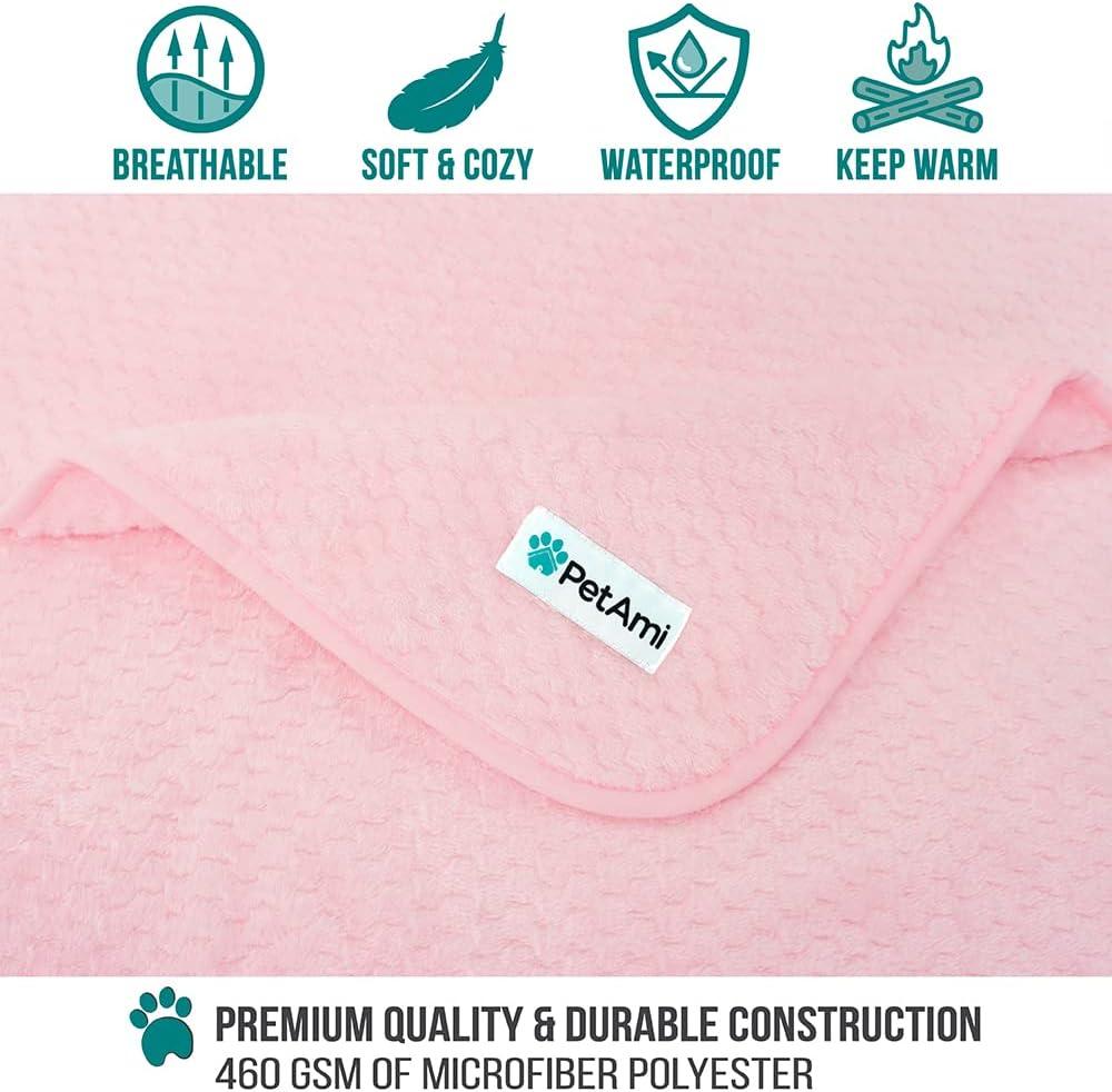 PetAmi Waterproof Dog Blanket, Leakproof Fleece Throw for Pet Cat Puppy Kitten, Reversible Washable Soft Plush Cover