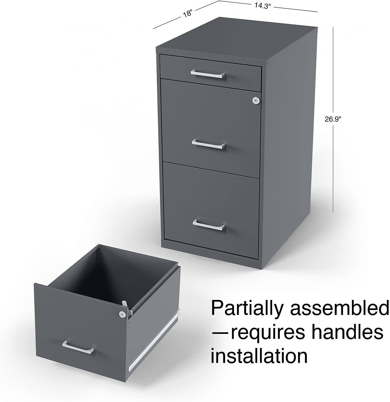 Staples 3-Drawer Vertical File Cabinet Locking Letter Charcoal 18"D (18606) ST52154-CC