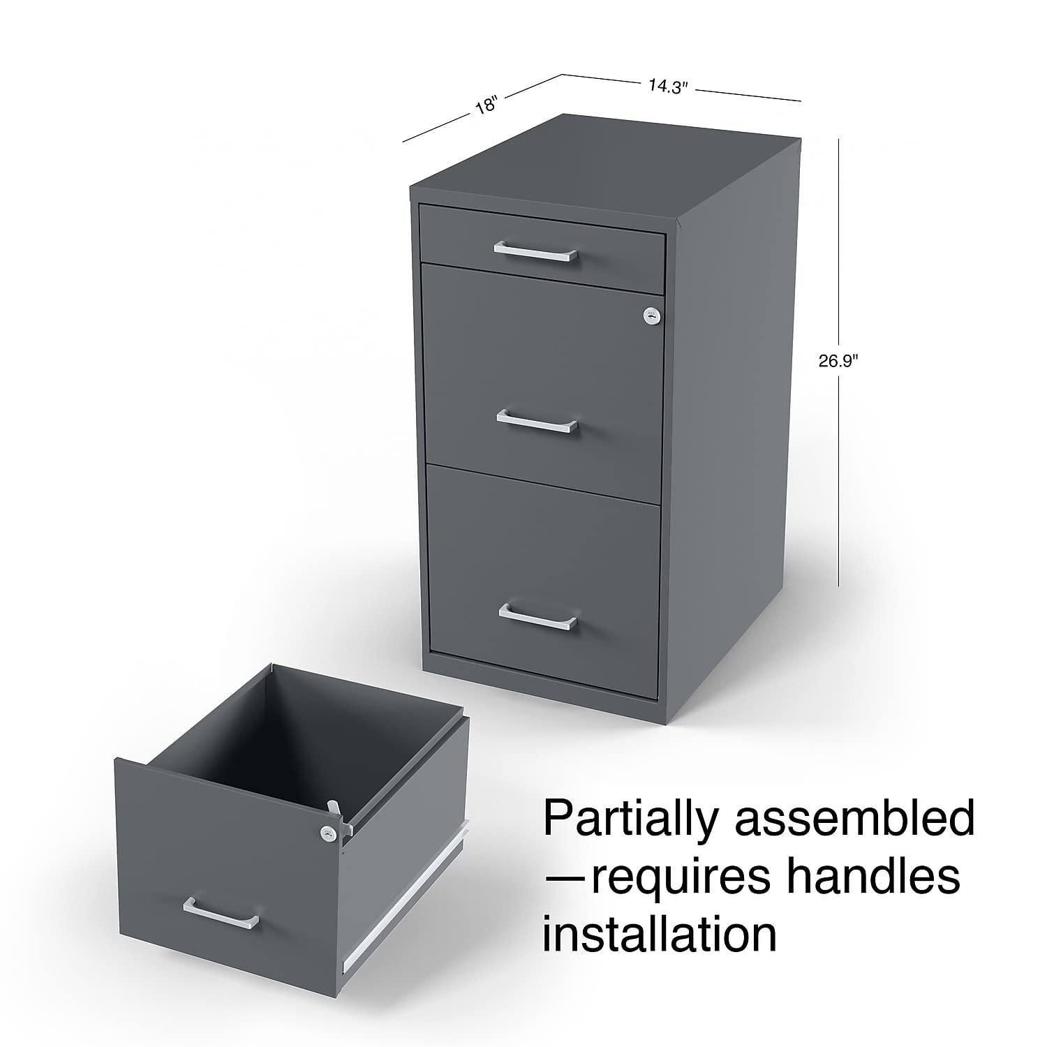 Staples Archivador Vertical de 3 Cajones con Cerradura Letra Carbón 18"D (18606) ST52154-CC