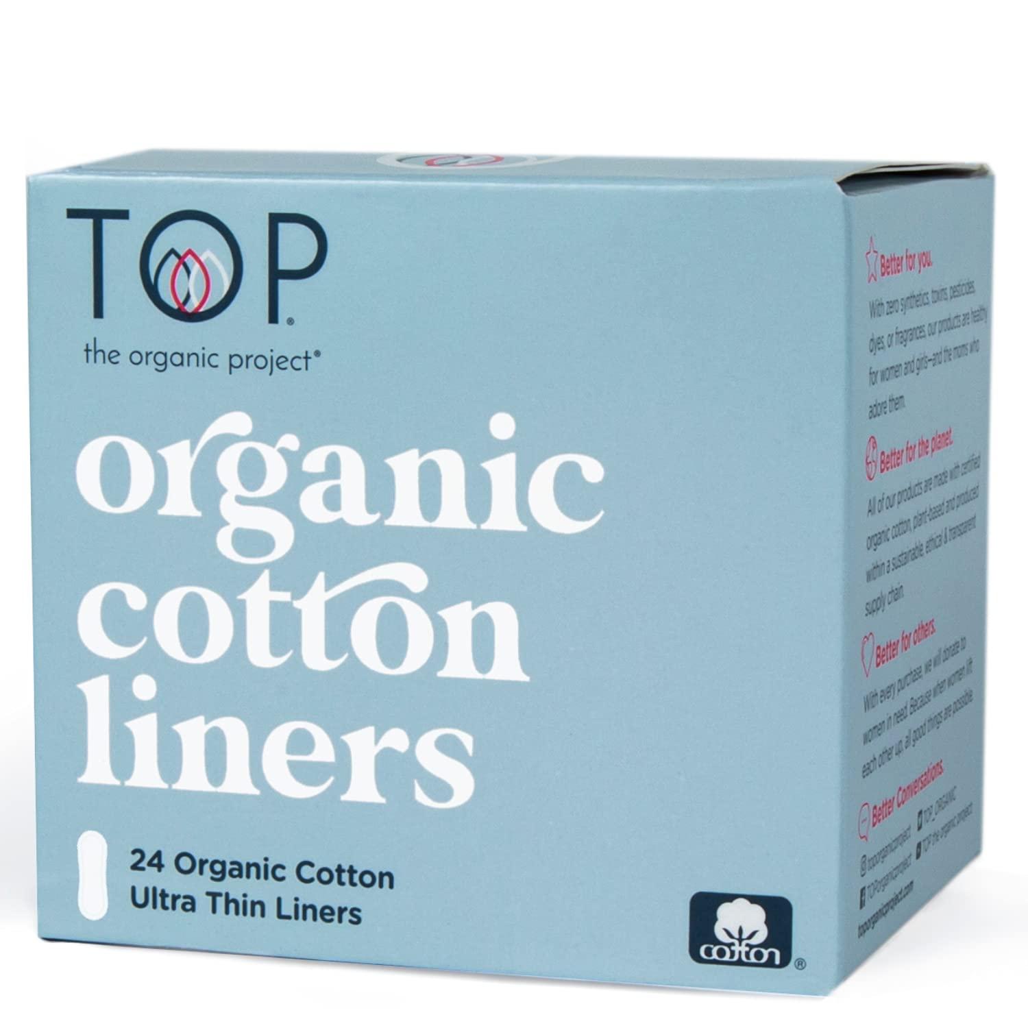 Organic Cotton Ultra Thin Panty Liners, Fragrance-Free, 24 Count