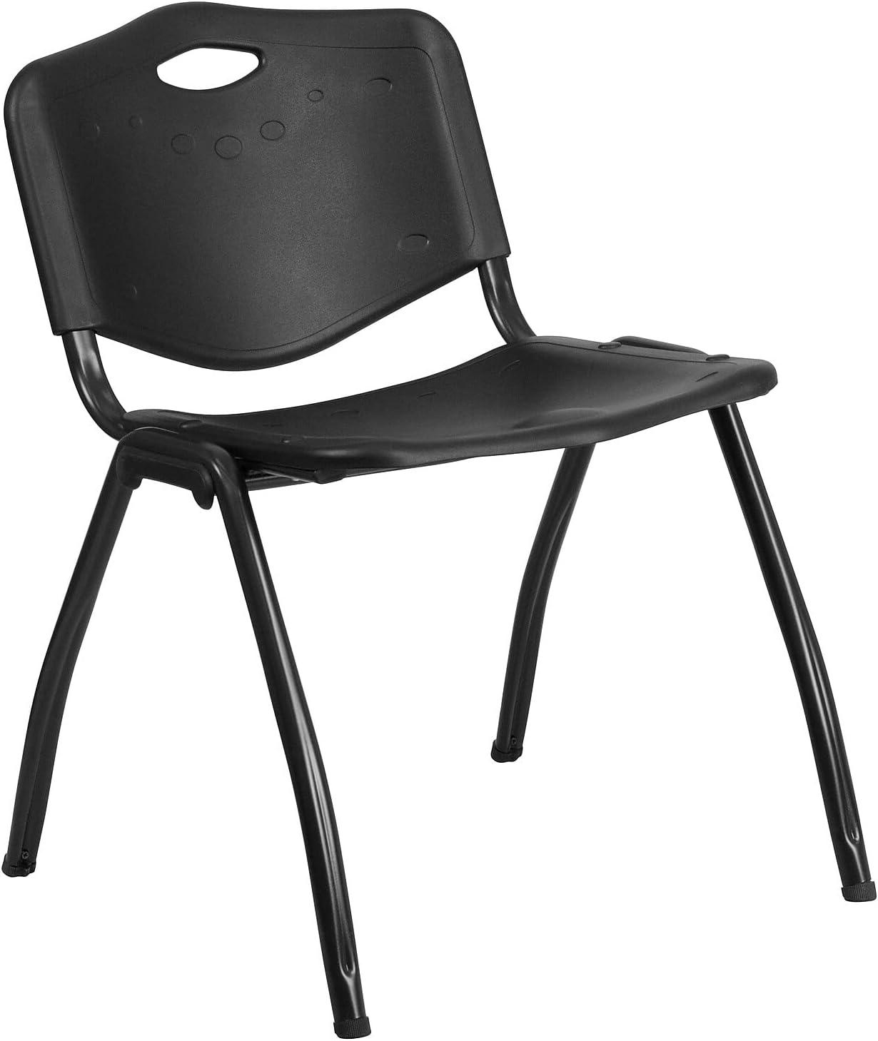 Black Powder-Coated Metal Stacking Office Chair