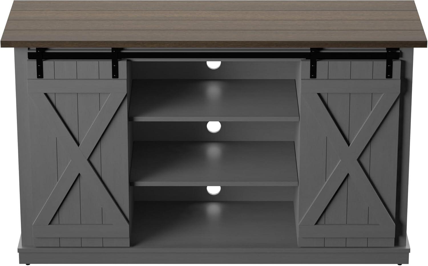Twin Star Home Terryville Barn Door TV Stand for TVs up to 60", Dark Gray