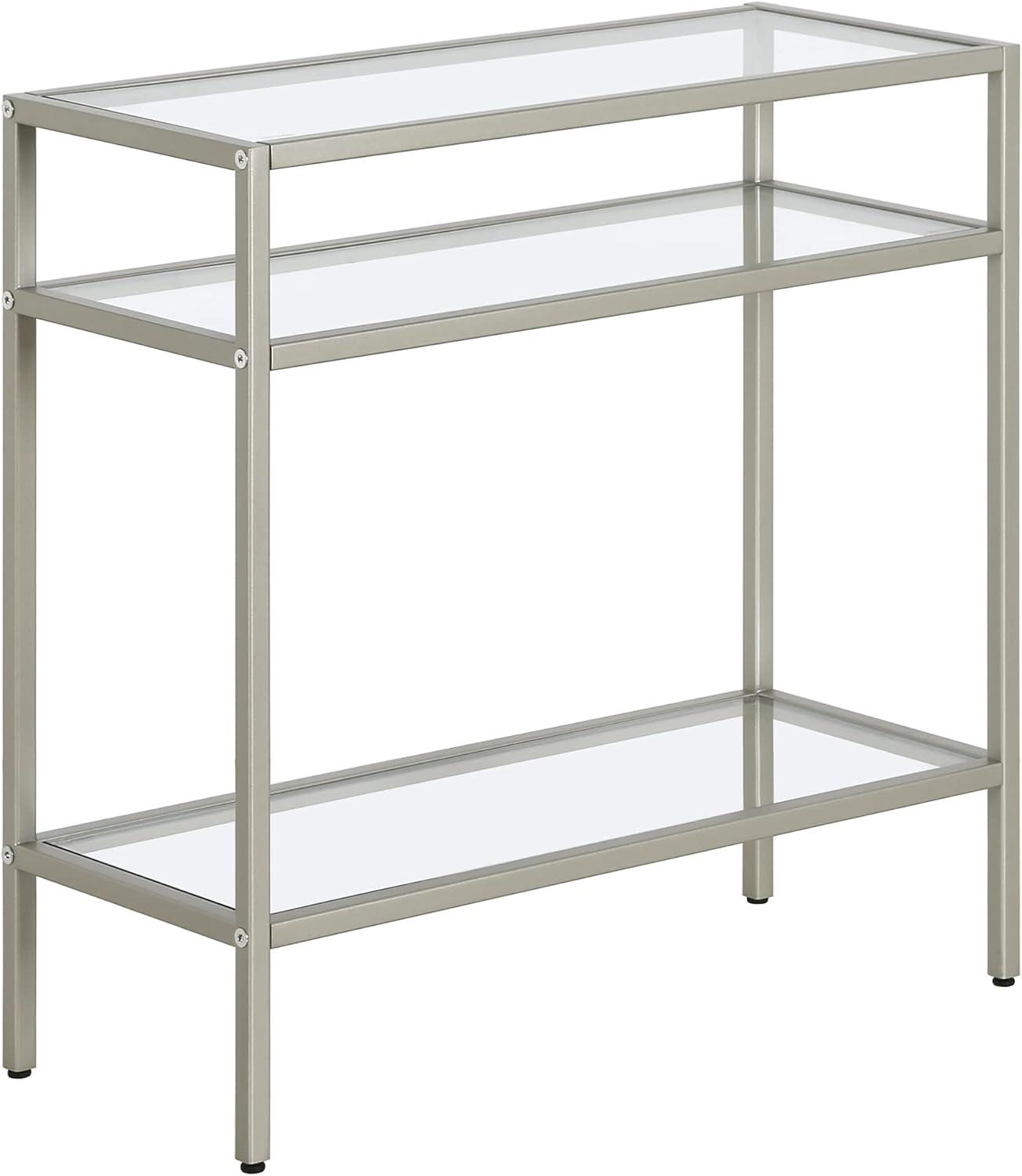 Evelyn&Zoe Sivil 24" Wide Rectangular Side Table, Satin Nickel