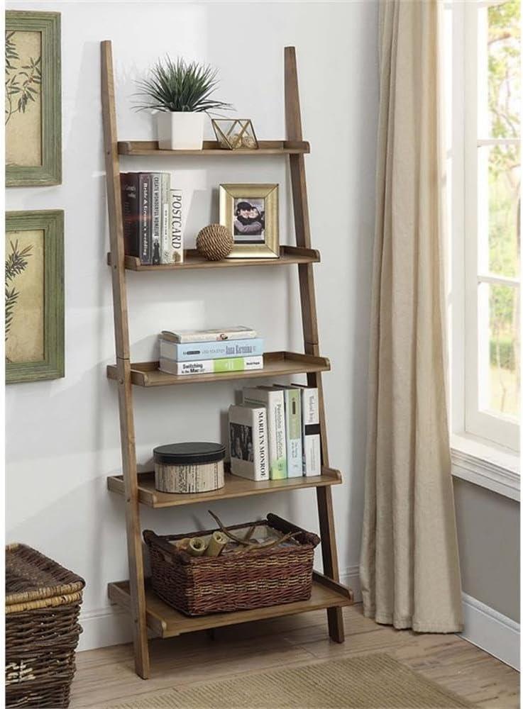 Convenience Concepts American Heritage 5-Shelf Ladder Bookcase, Driftwood