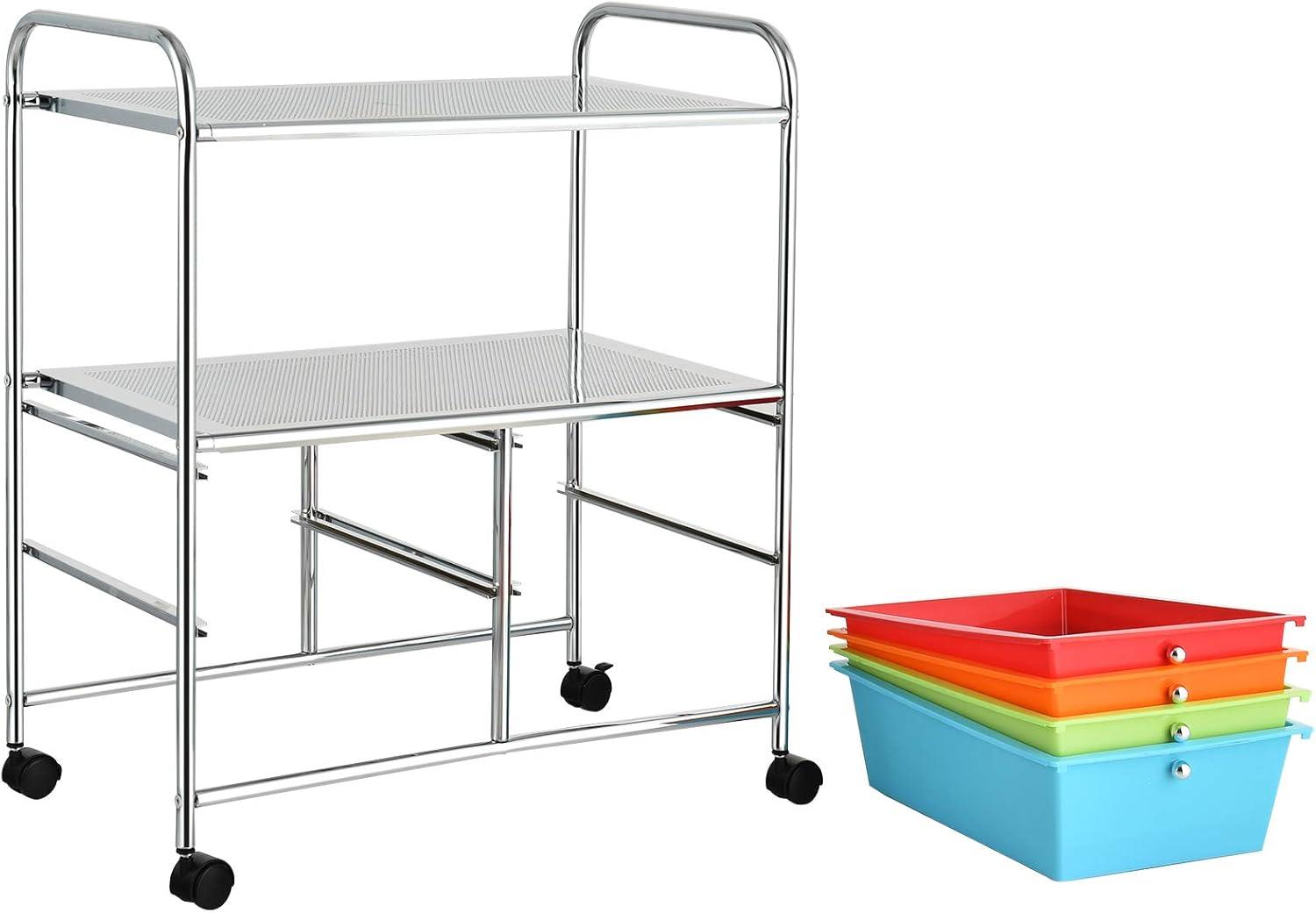 Costway 4 Drawer Rolling Storage Cart Scrapbook Paper Office School Organizer Multicolor